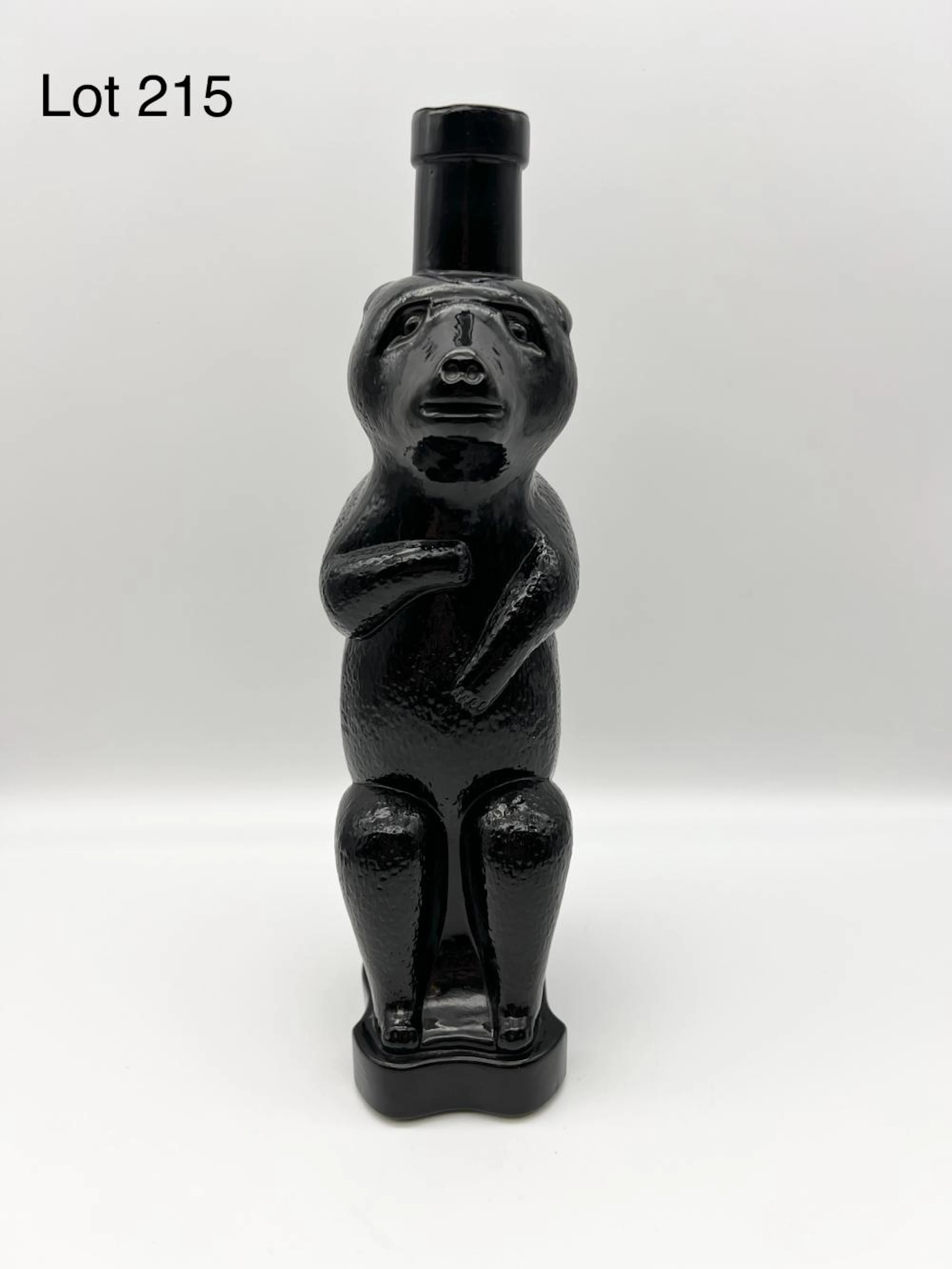 Antique German Figural Black Amethyst Glass Allasch Kummel Bear Bottle