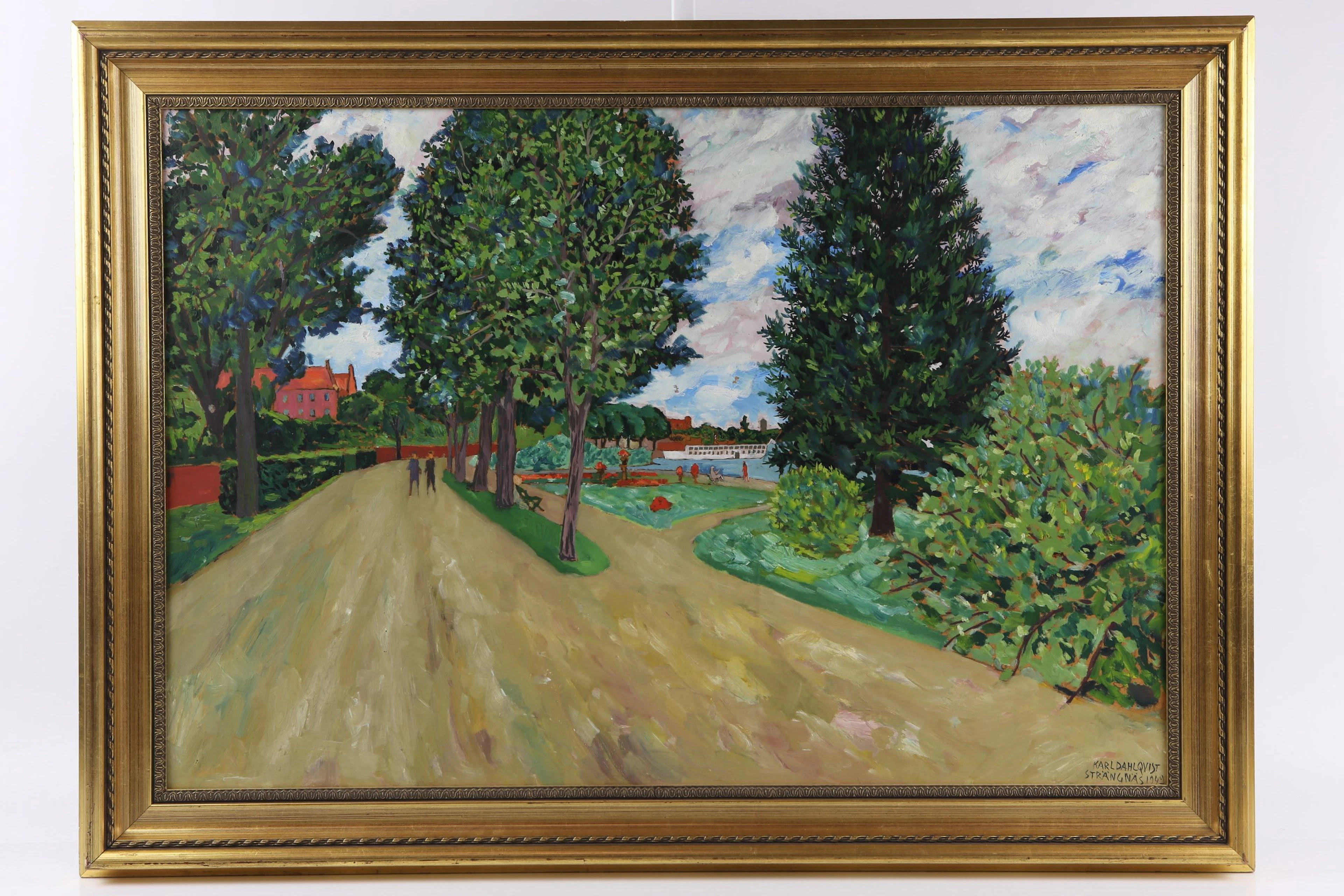 KARL DAHLQVIST (1900-1971), olja på pannå, Strängnäs 1942