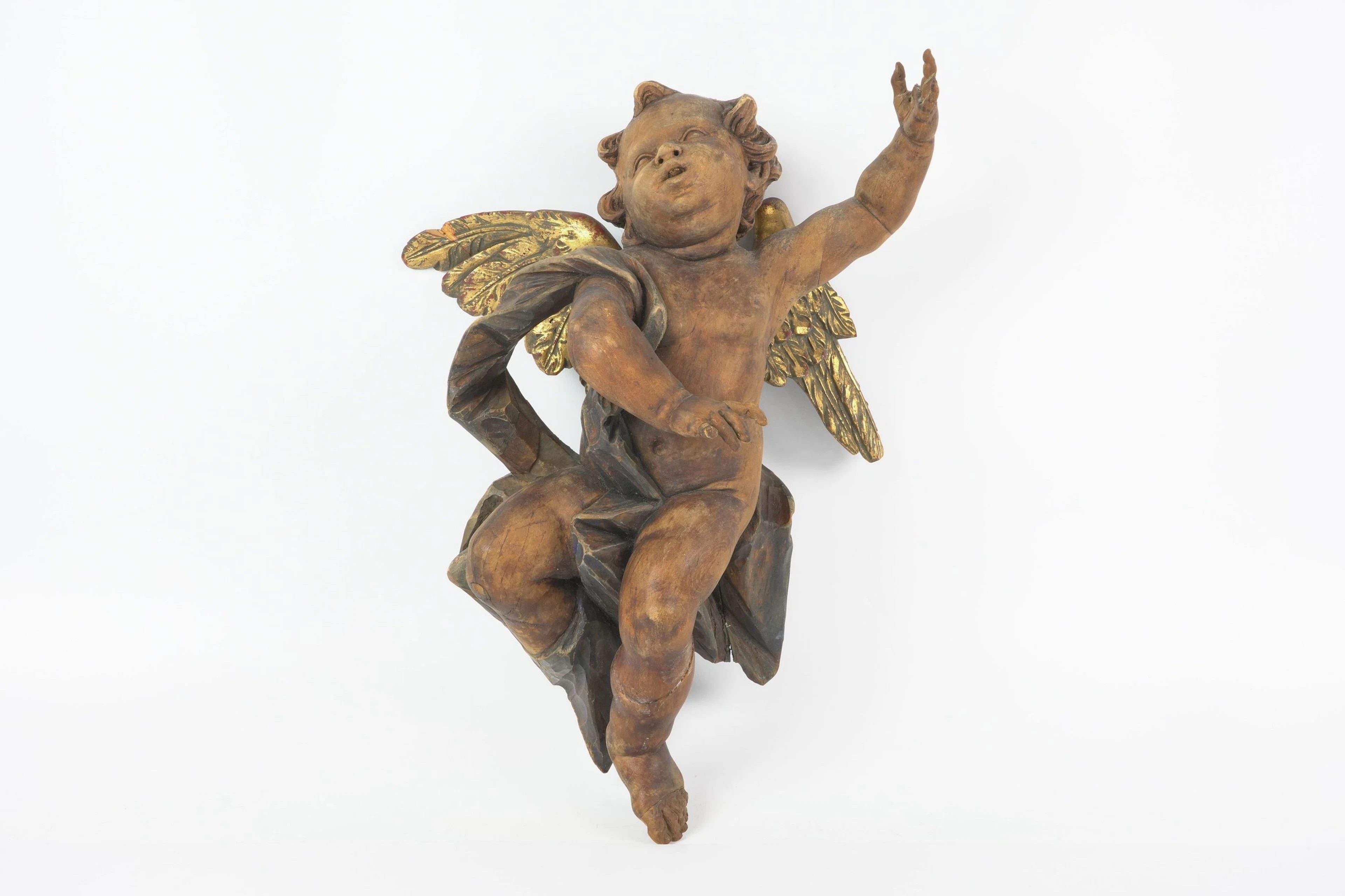 SKULPTUR, putto, skuret trä, barock, sannolikt Italien