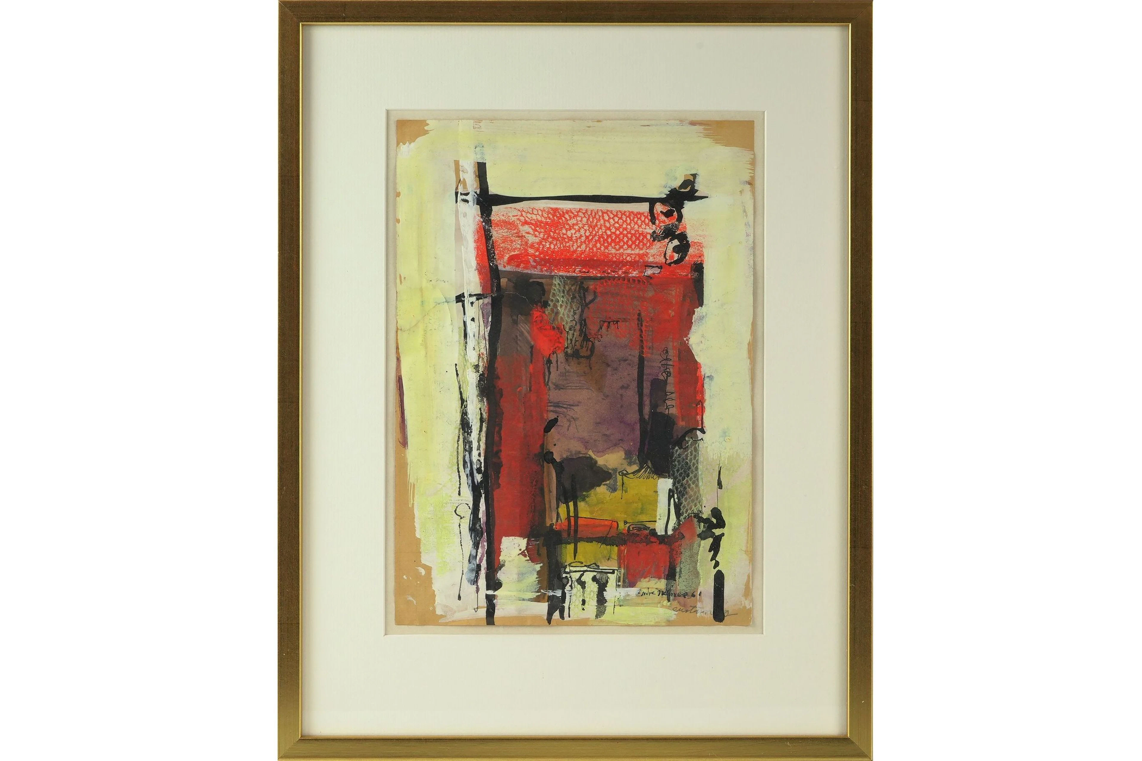 ENDRE NEMES, (Ungern/Sverige, 1909-1985), blandteknik på papper "Enstöring"