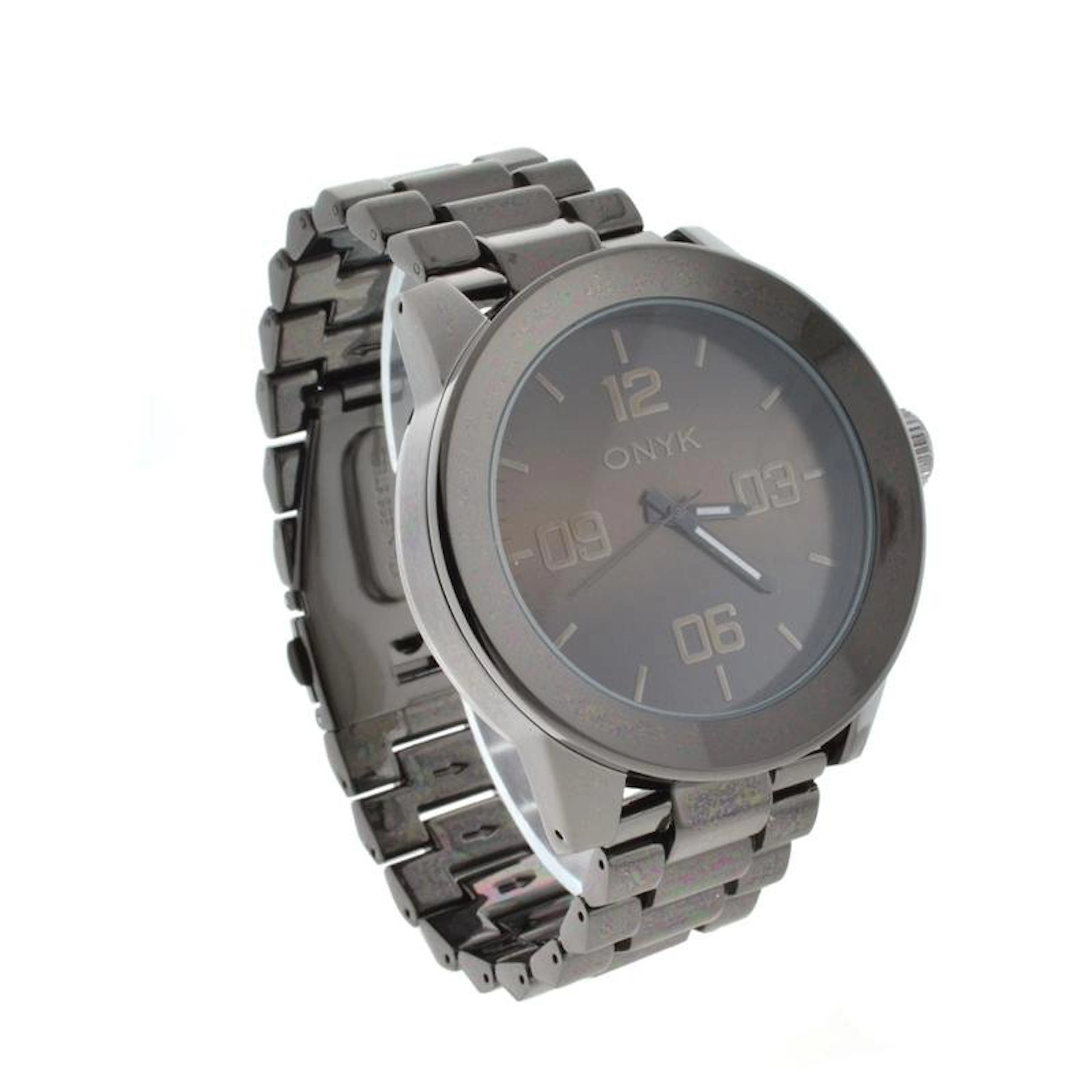 ew Onyk Stainless Steel Back, Black Metal Band, Water