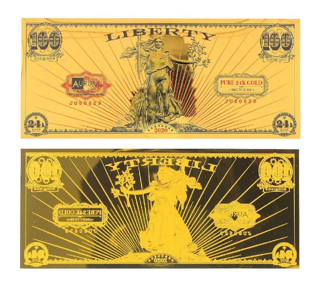 2020 1/10 Gram Aurum Liberty Excellent 24K Gold Note -