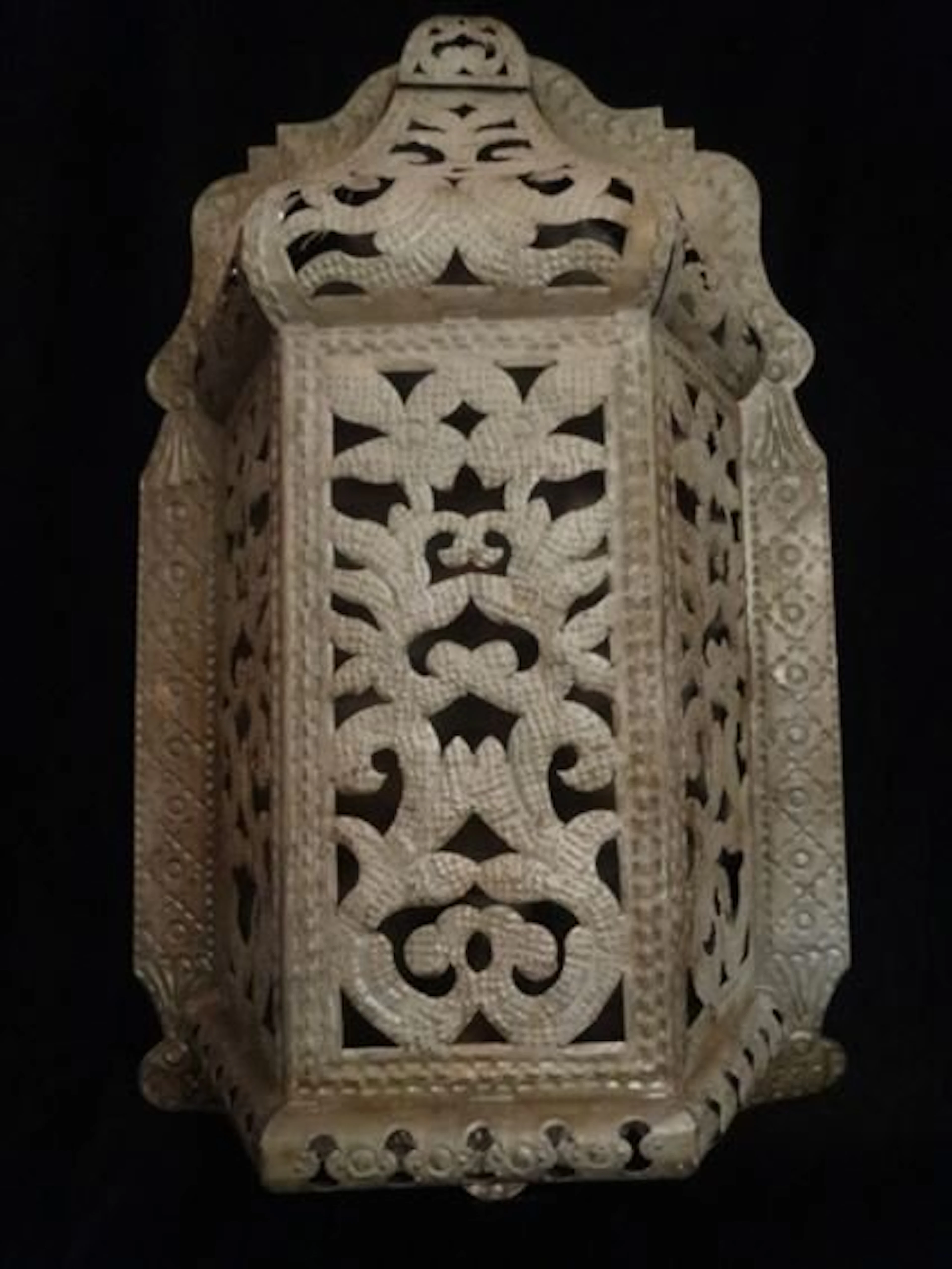 LARGE MOROCCAN STYLE PIERCED METAL WALL SCONCE CANDLE