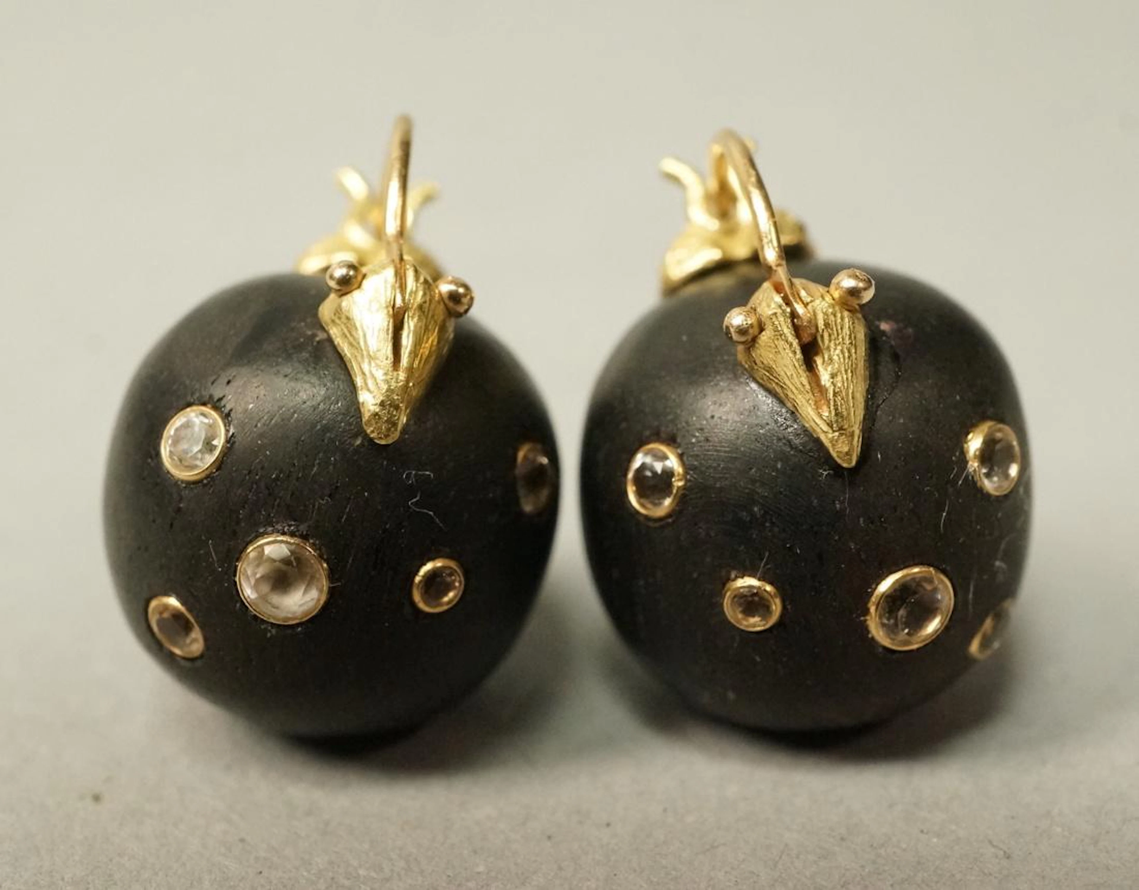 GABRIELLE SANCHEZ Ebony Ball 18K Gold Earrings. S
