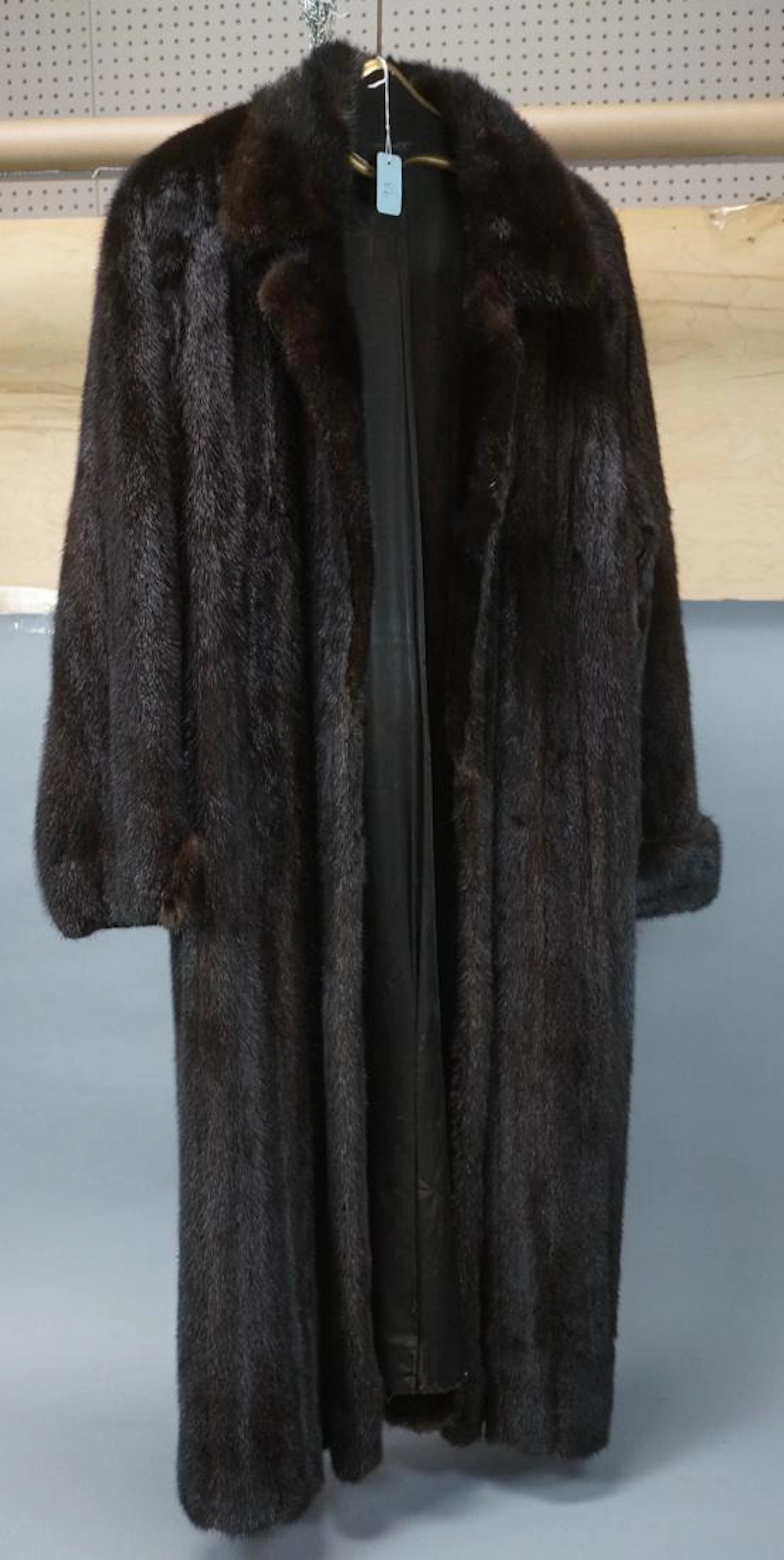 Long Ladies Mink Coat Notched Collar Rolled Cuffs