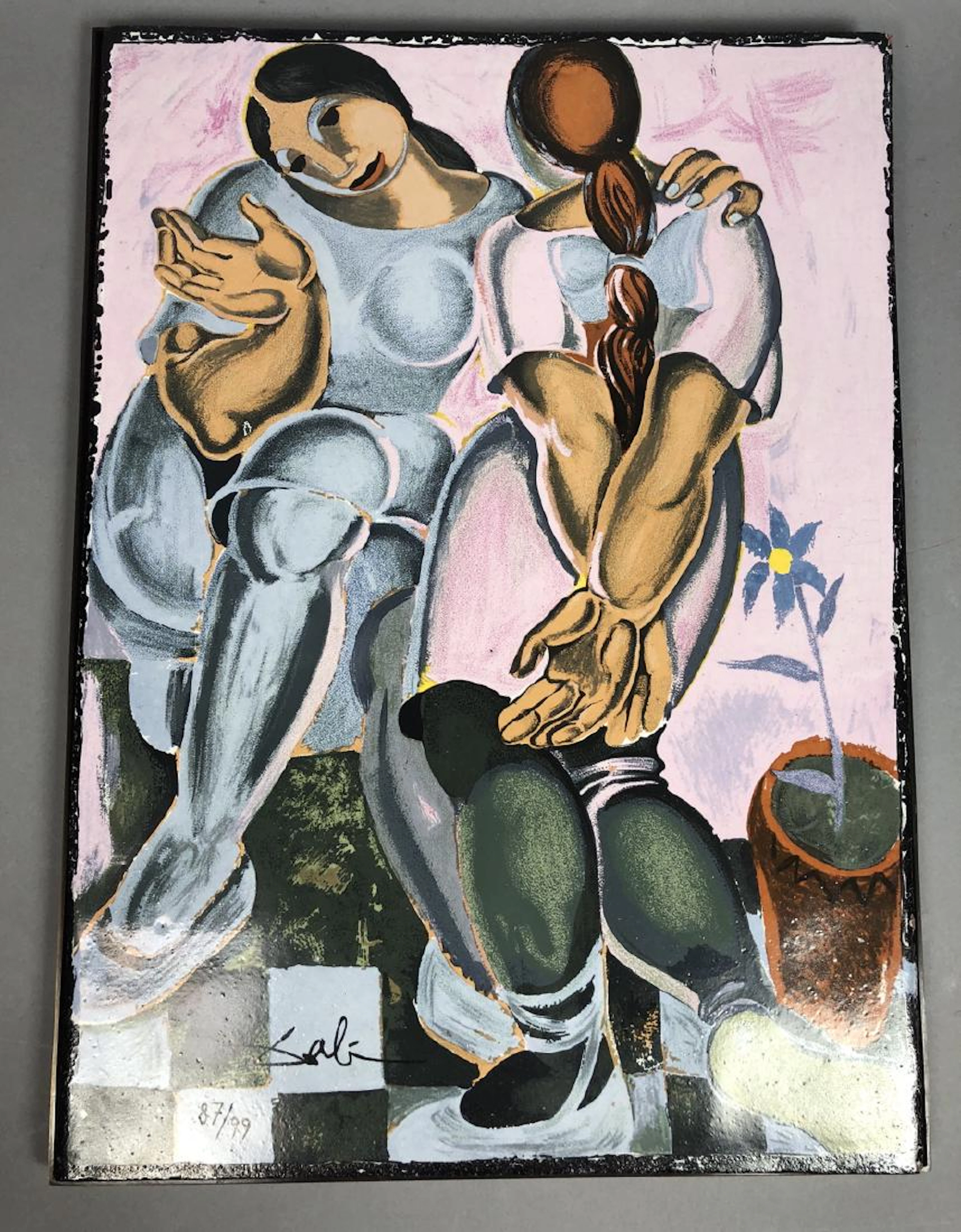 SALVADOR DALI Rare Ceramic Tile Print. 2 female f