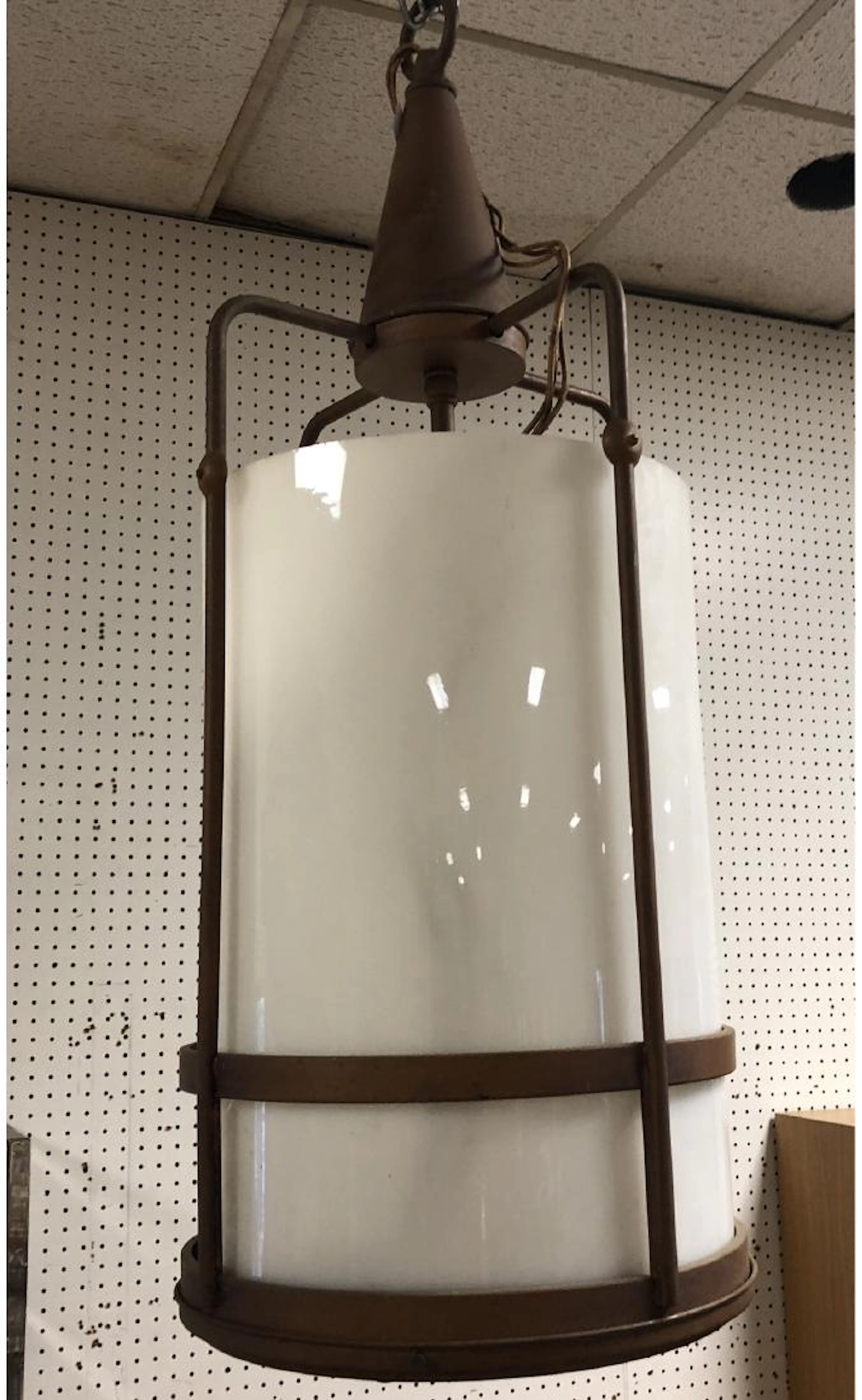 Industrial Style Glass Cylinder Metal Chandelier.