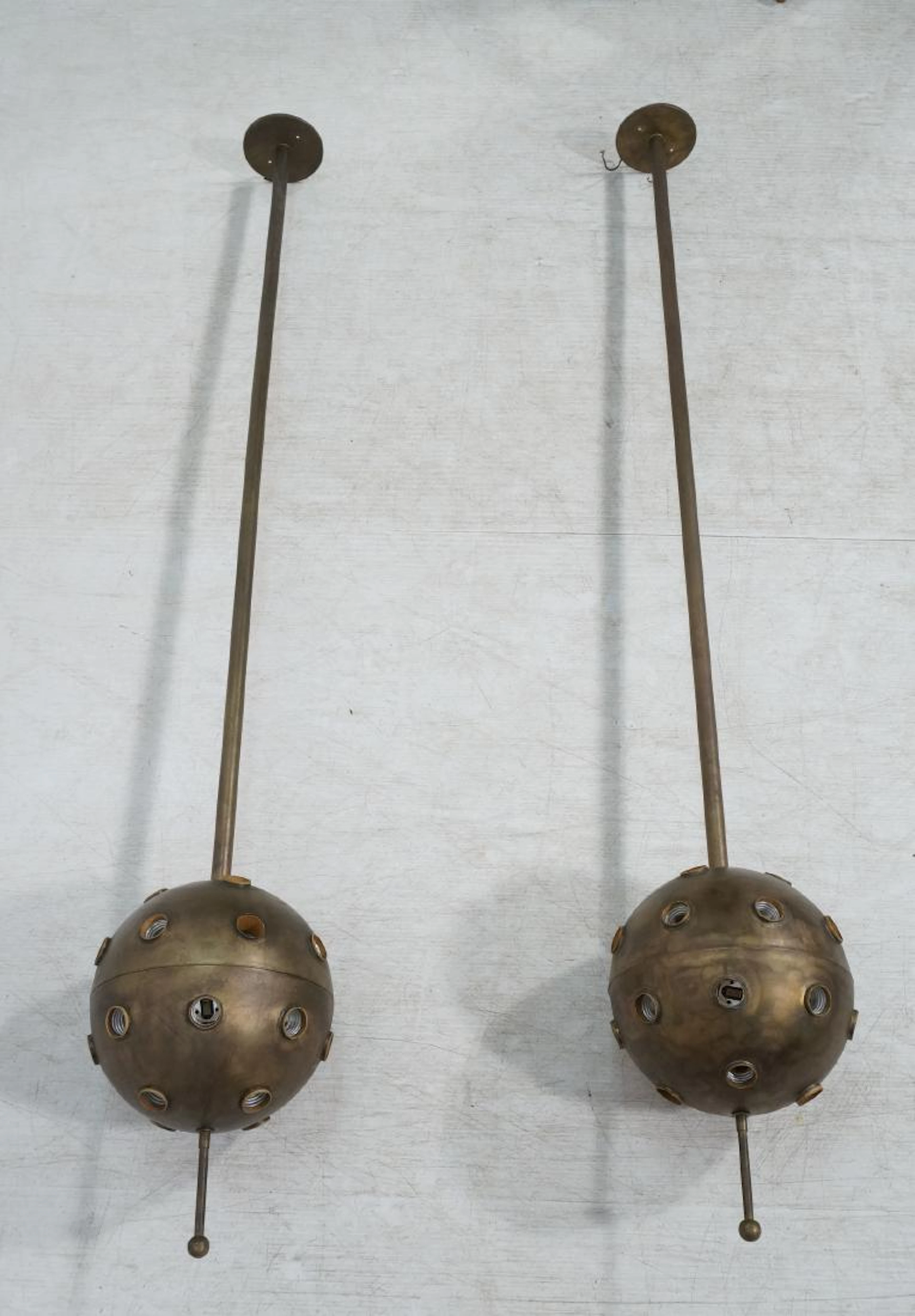 Pair Industrial Style Chandelier Ceiling Lamps.