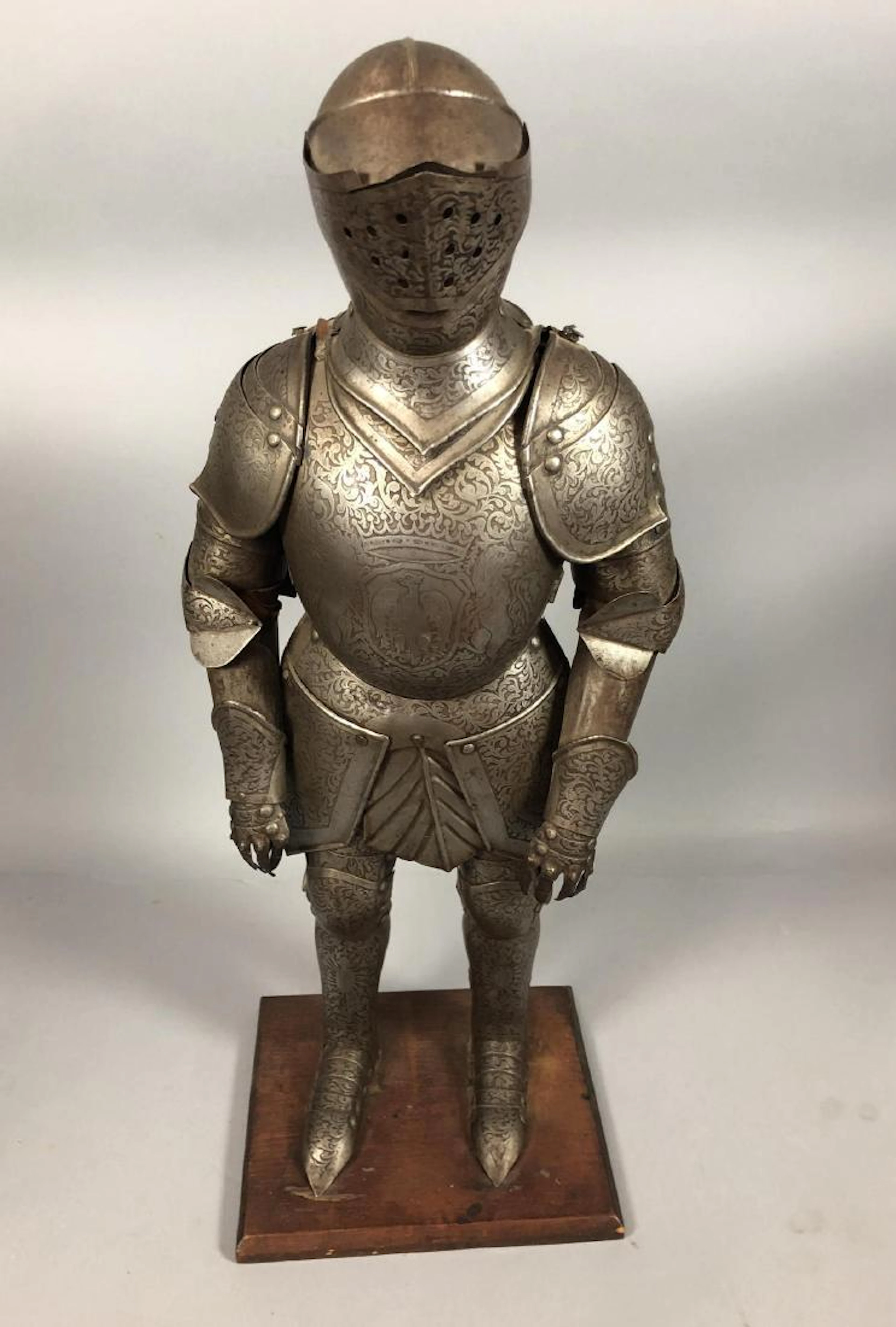Antique 19th Century Miniature Armor. Engraved Me