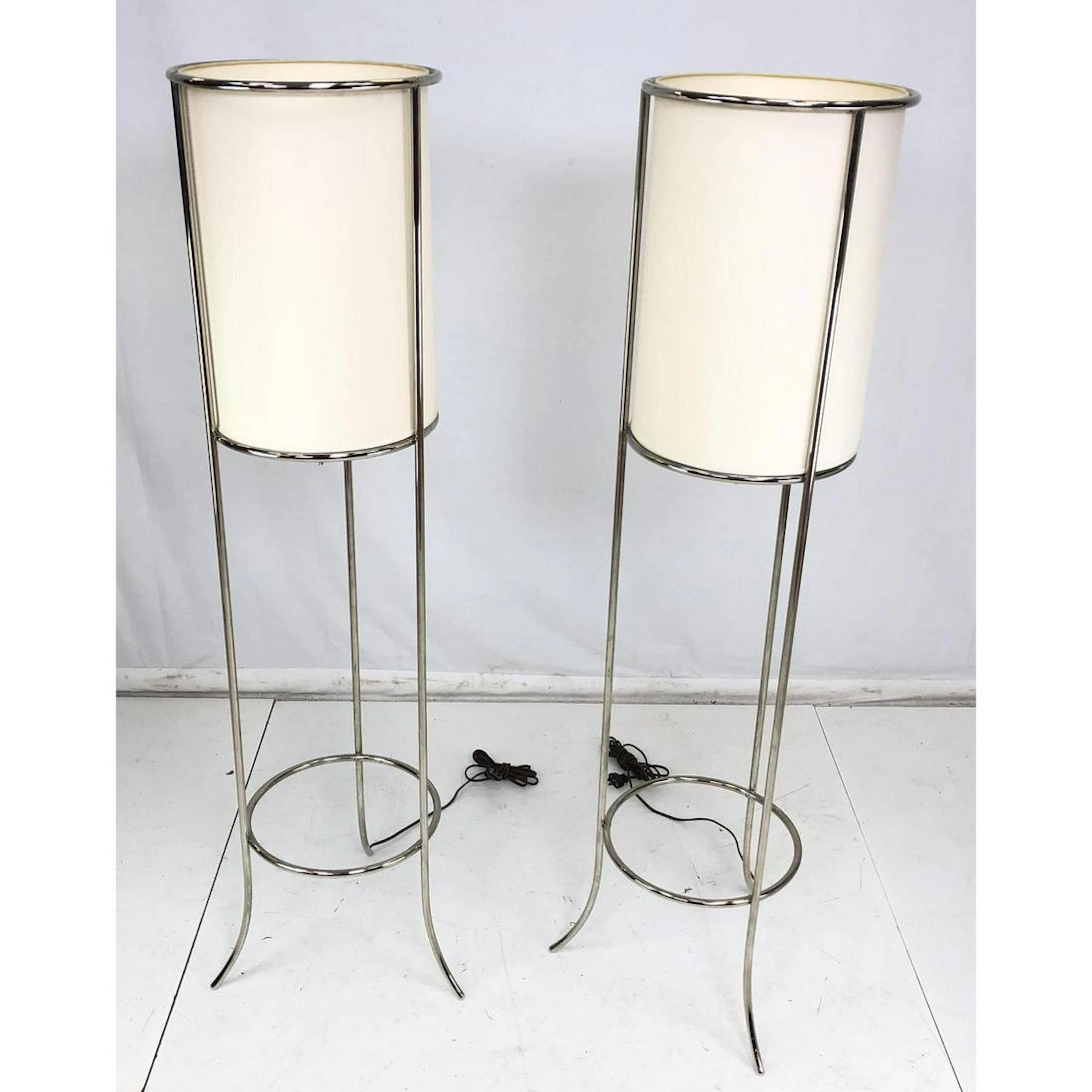 Pr TH Robsjohn Gibbings Hansen Floor Lamps. Chrom