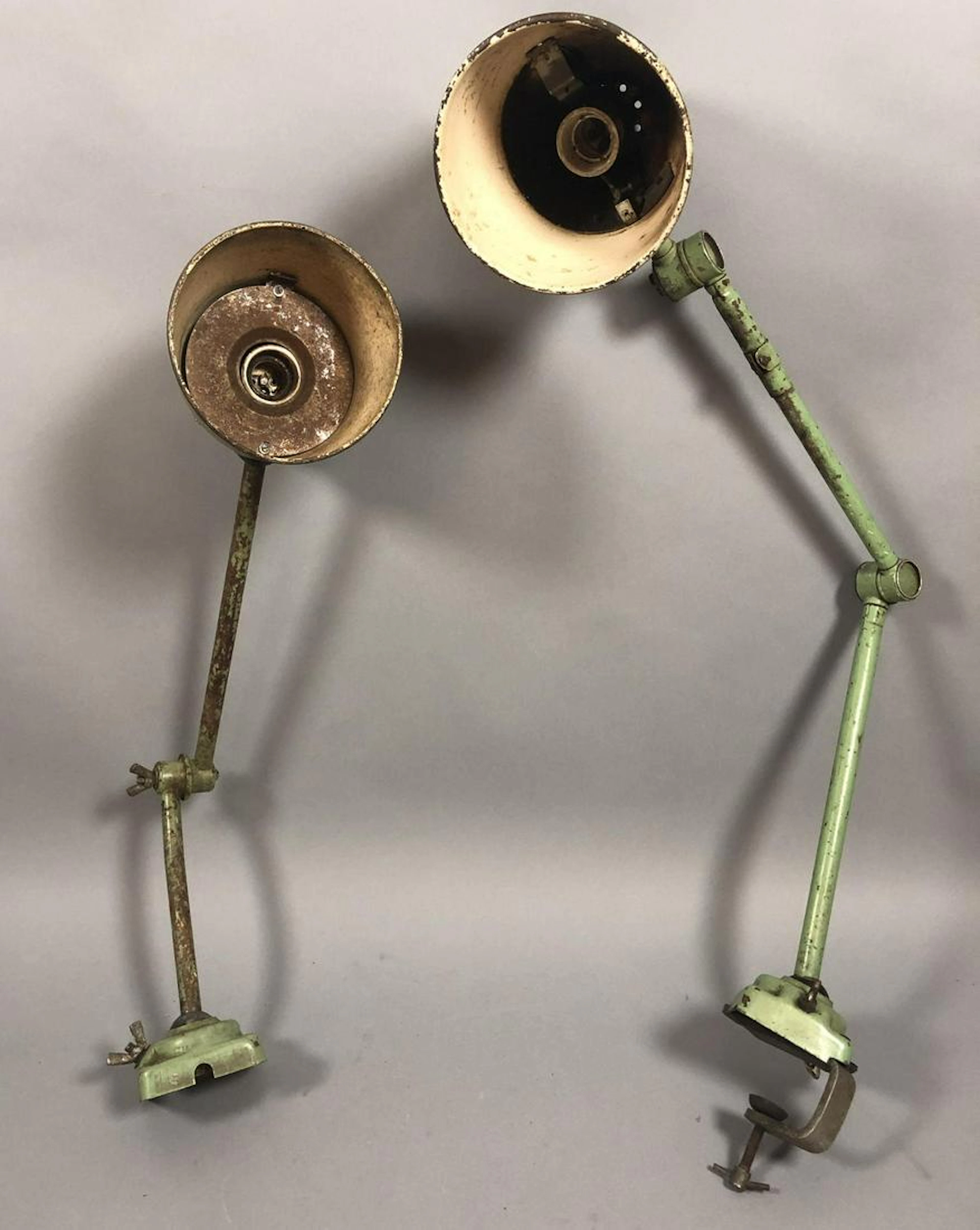 Pr Industrial Green Painted Metal Wall Sconces. A
