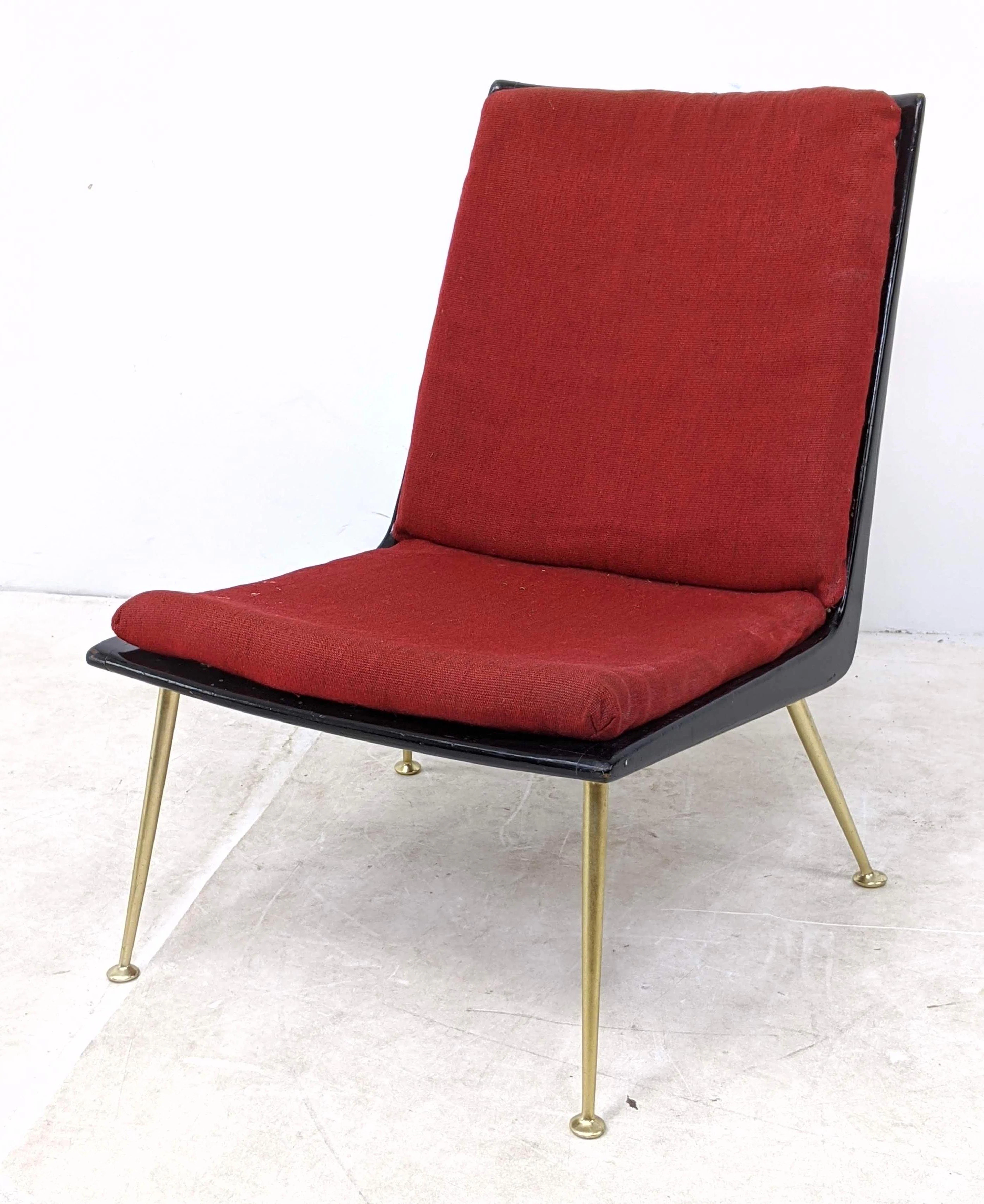 TH Robsjohn Gibbings style Red Slipper Side Chair.