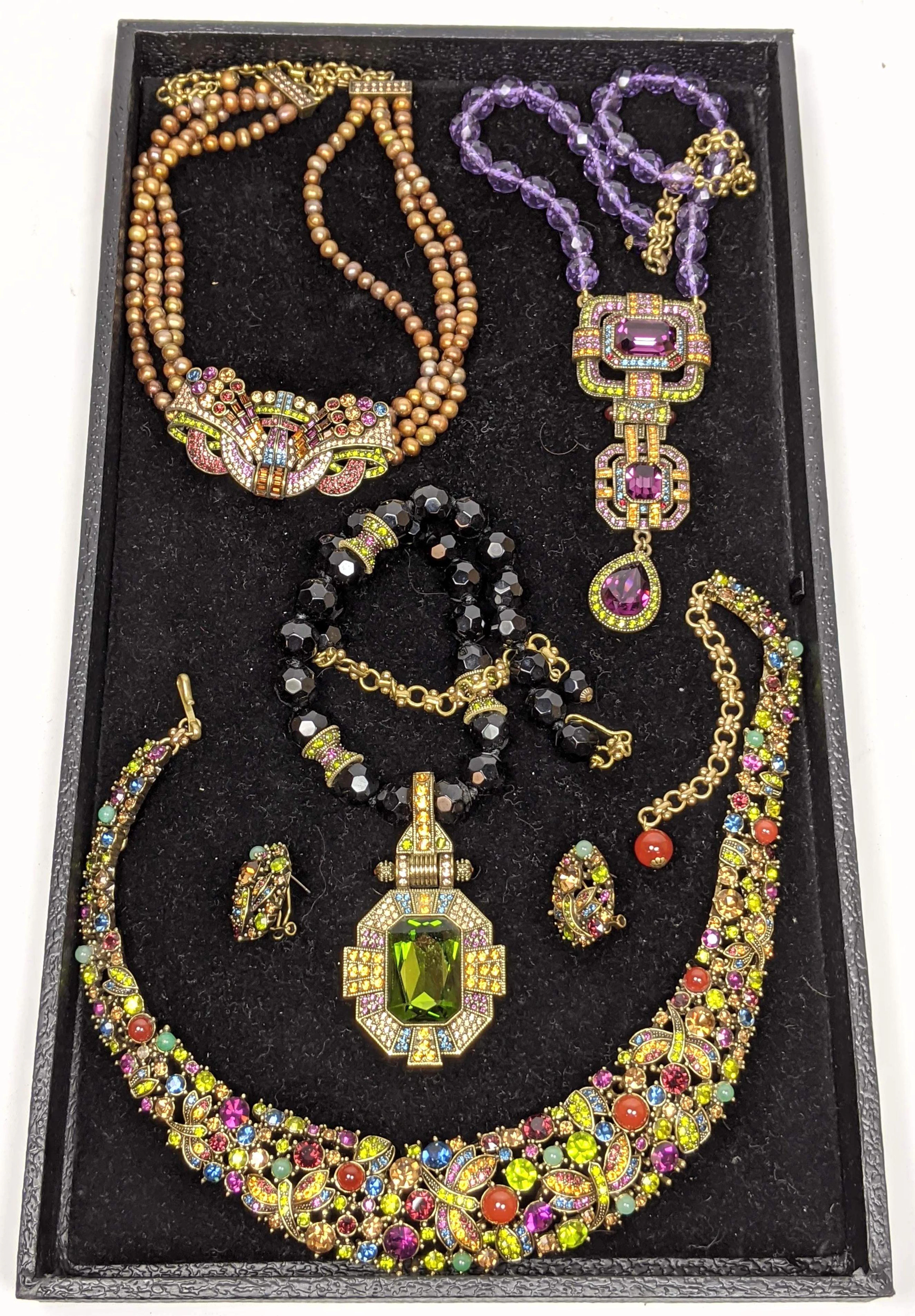 6pc HEIDI DAUS Designer Costume Jewelry. Colored SWAROV