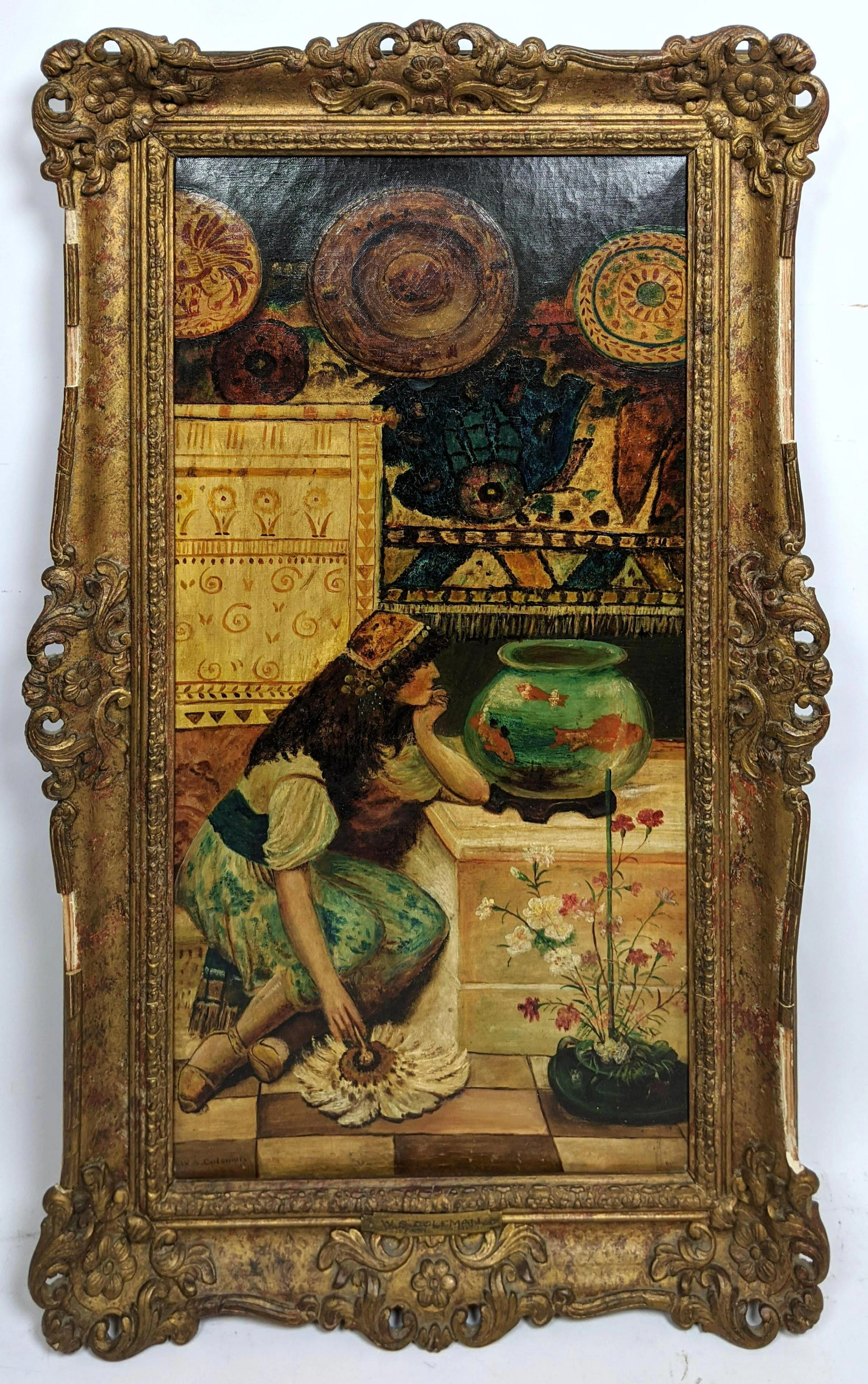 After William Stephen Coleman Oil on Canvas of Maid Wat