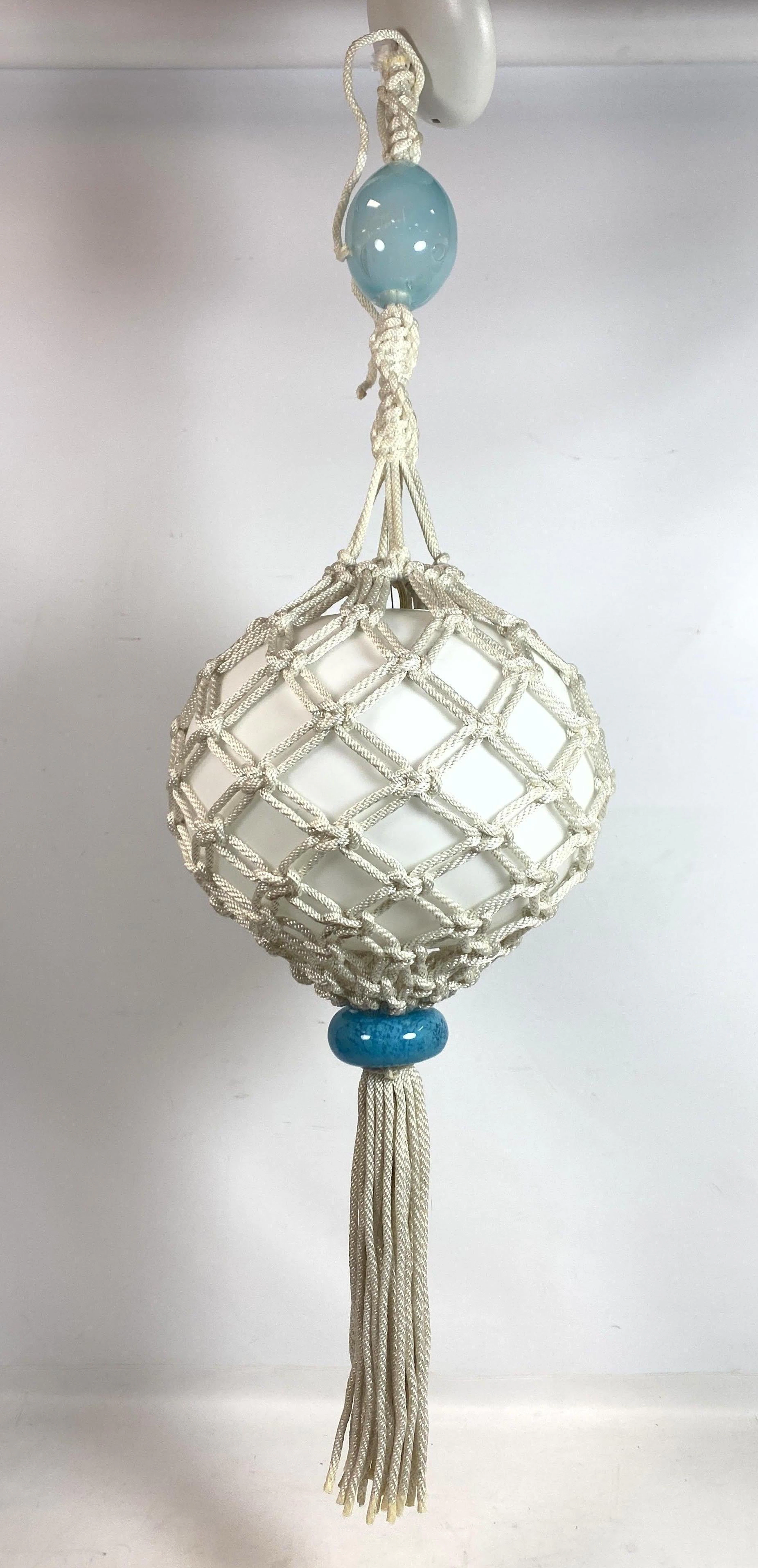 Contemporary Buoy Style Pendant Light. with Art Glass M