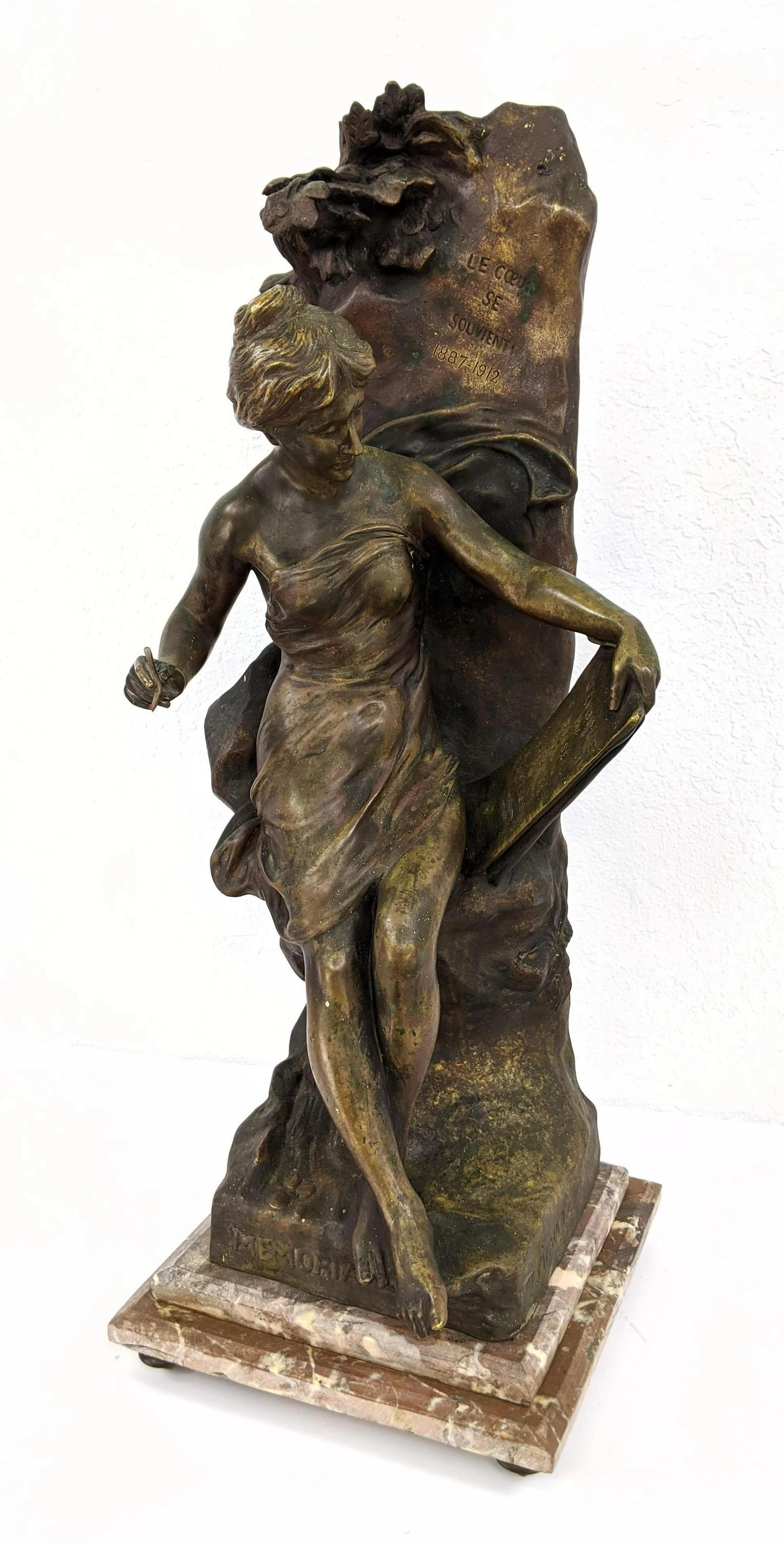 Lg E. PICAULT Bronze Figural Sculpture of Female. ÒMemo