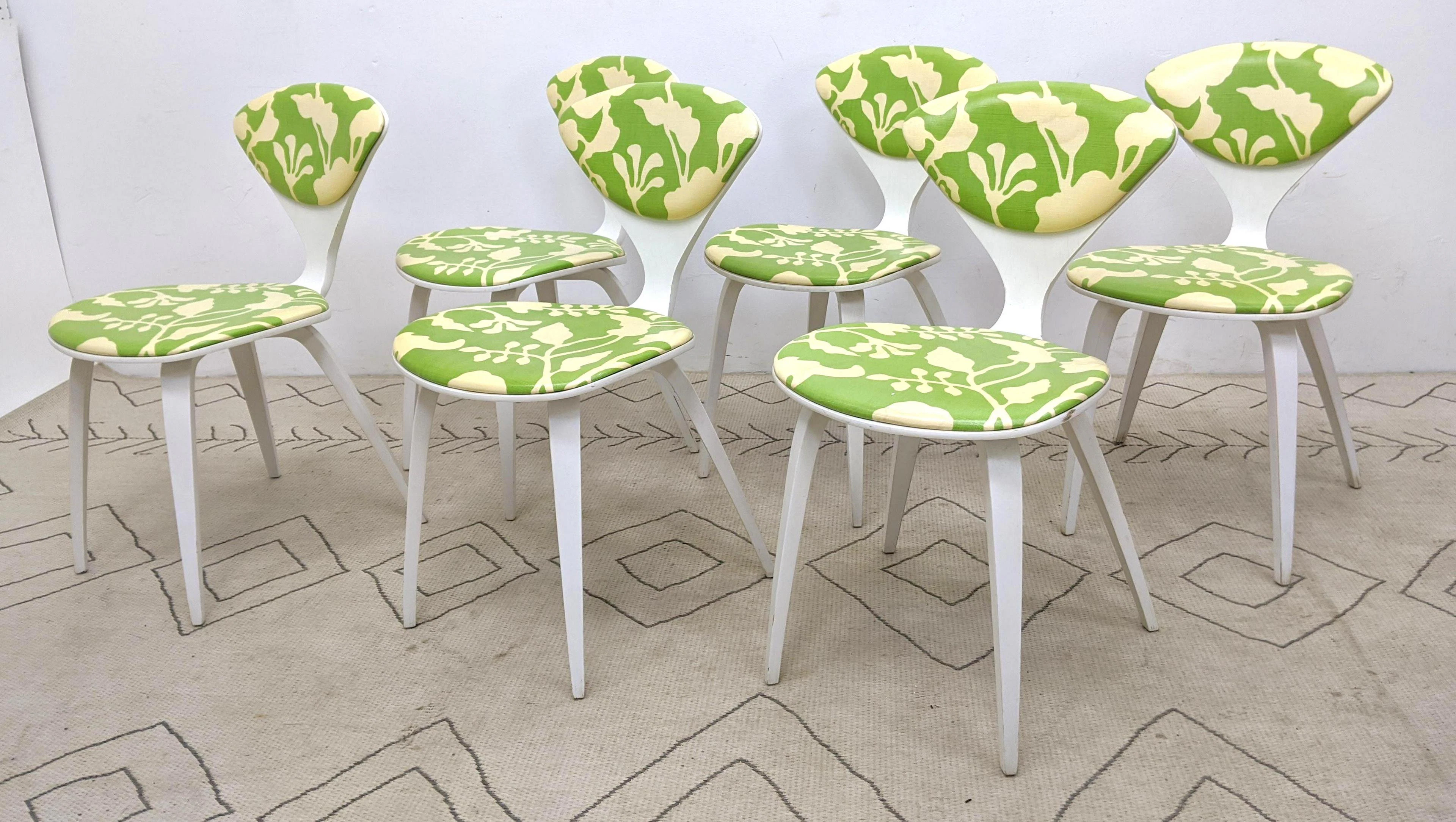 Set 6 Plycraft Side Chairs. Norman Cherner. Painted Wh