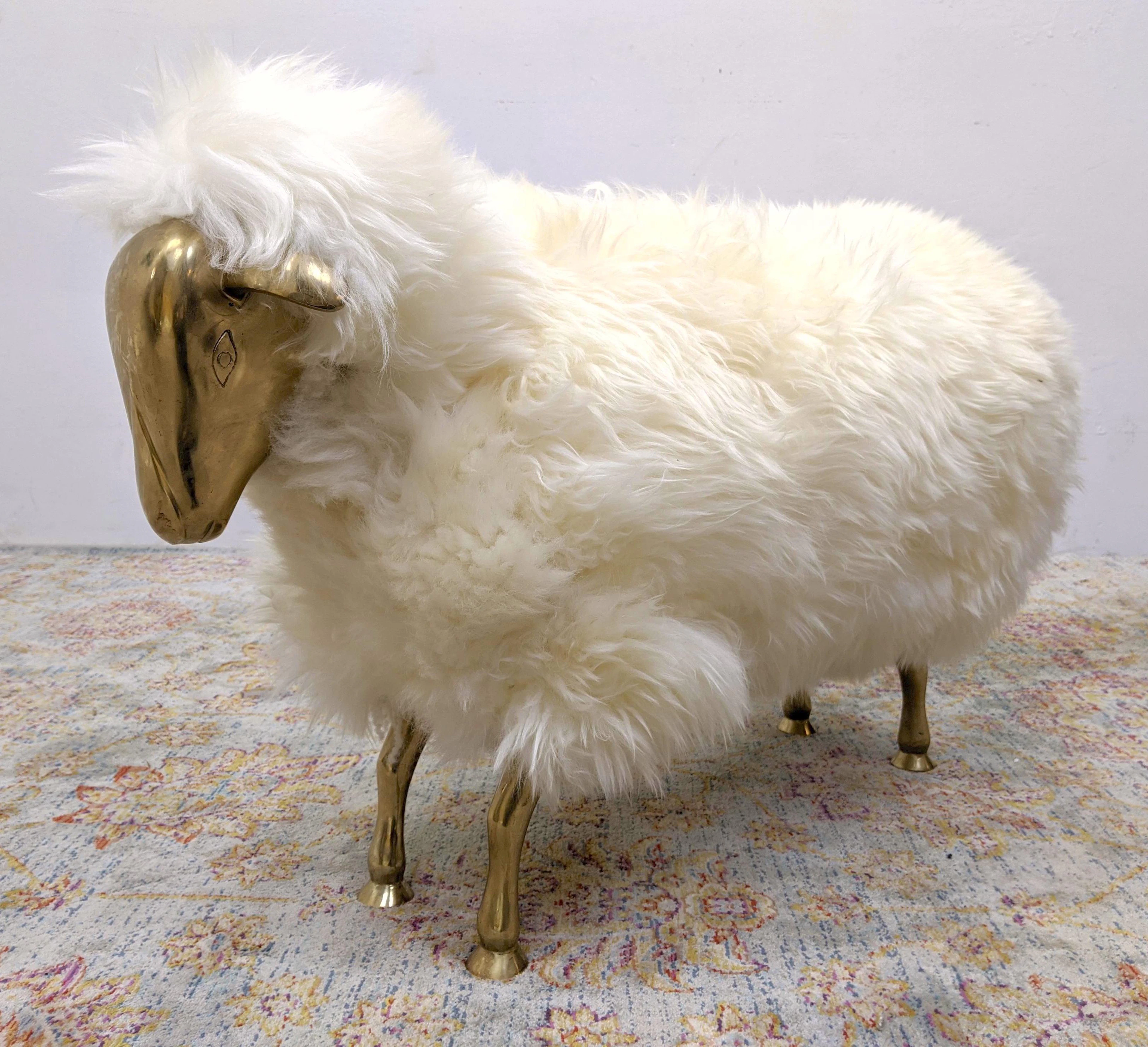 Francois-Xavier Lalanne Style Sheep Sculpture. Fur wit