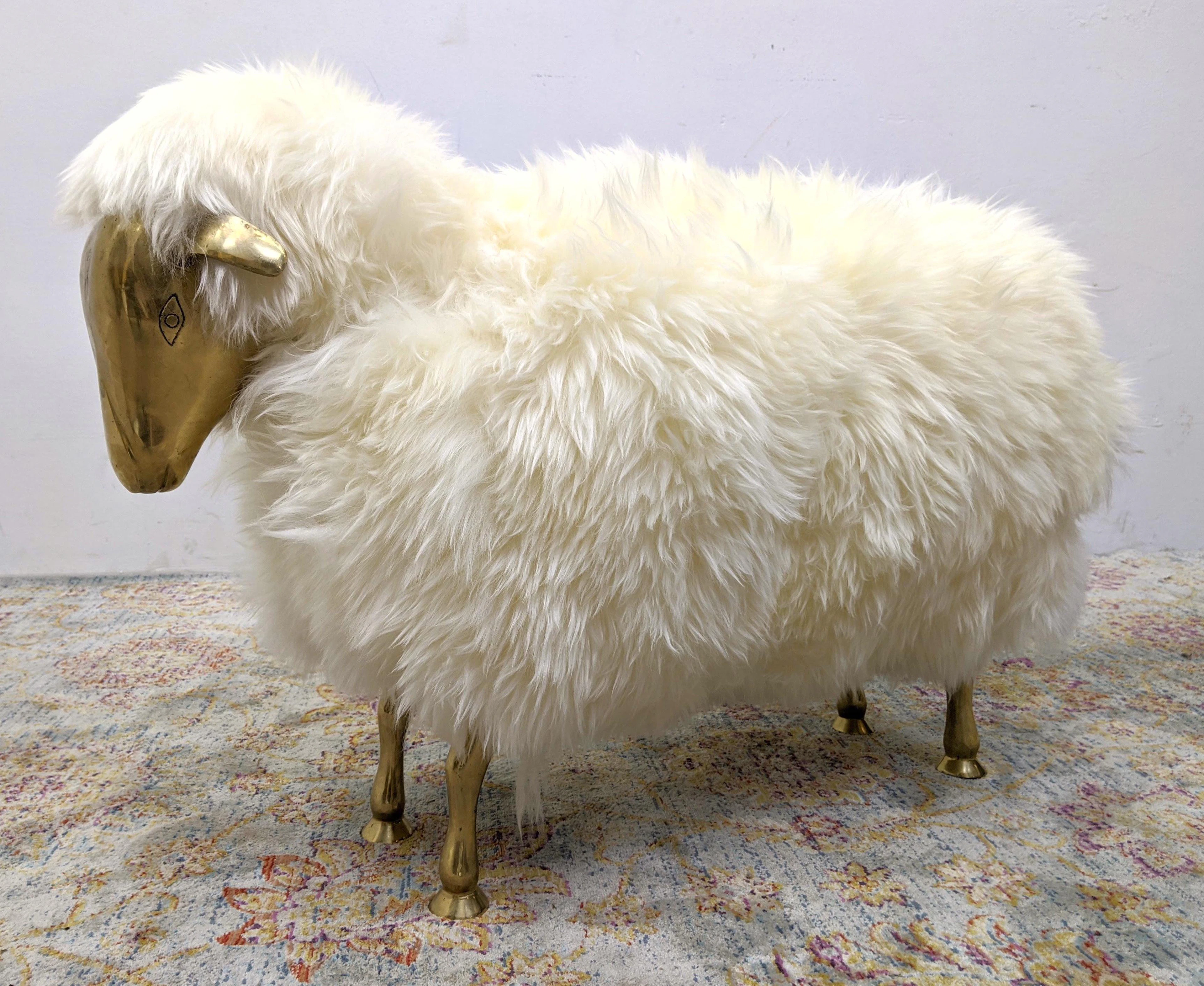Francois-Xavier Lalanne Style Sheep Sculpture. Fur wit