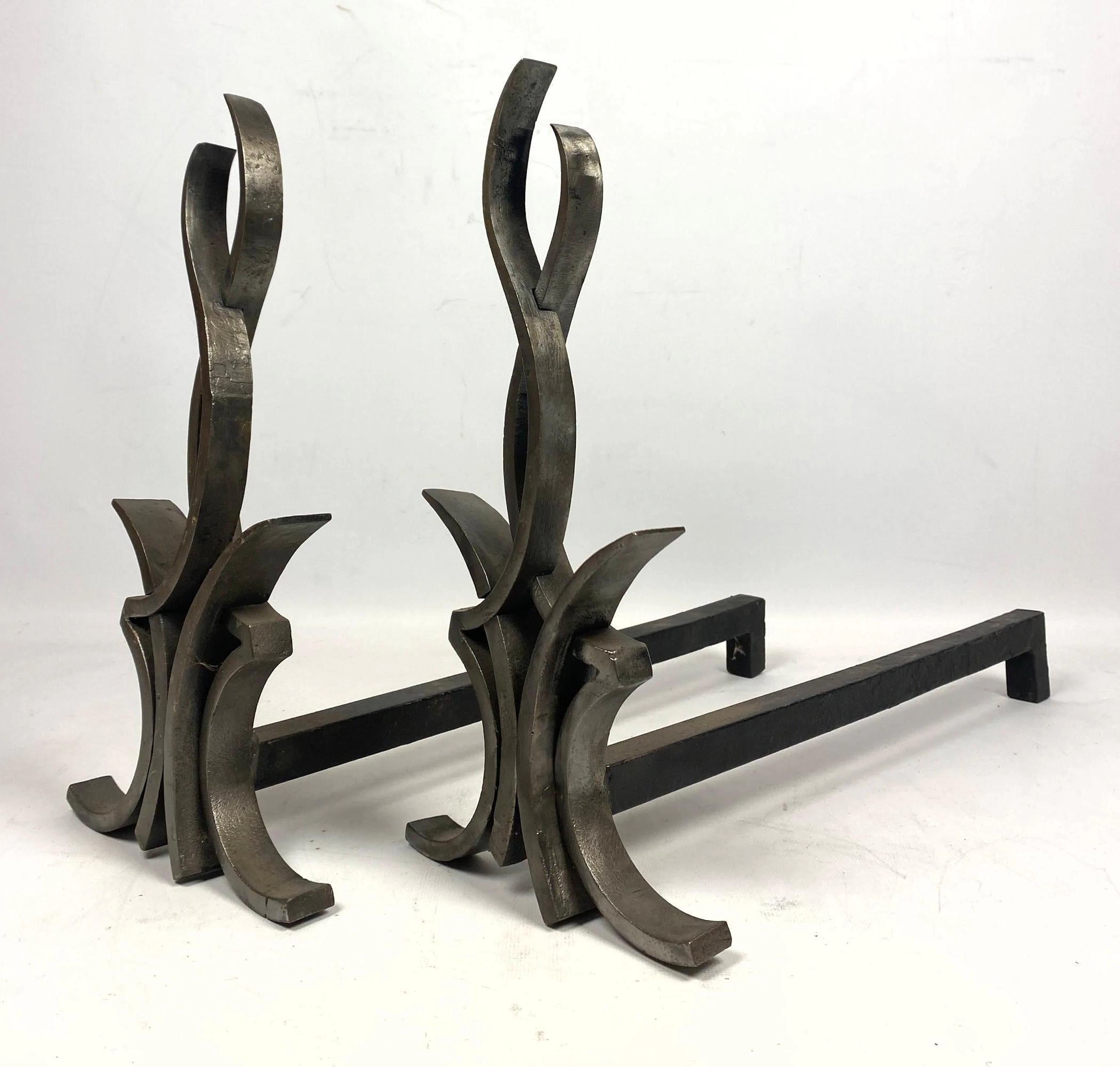 Pair RAYMOND SUBES Andirons.