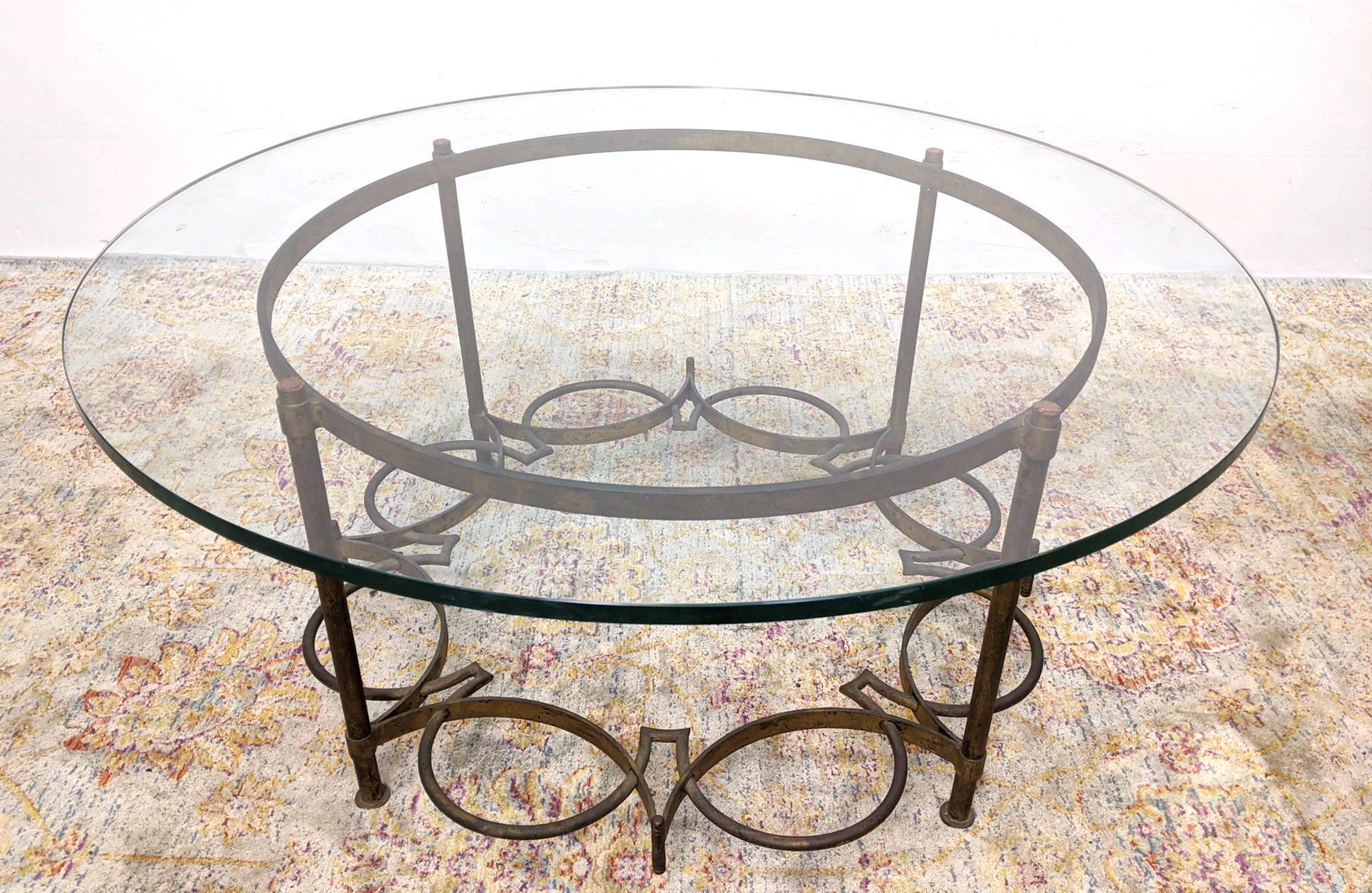 Raymond Subes Style Iron Base Coffee Cocktail Table. G