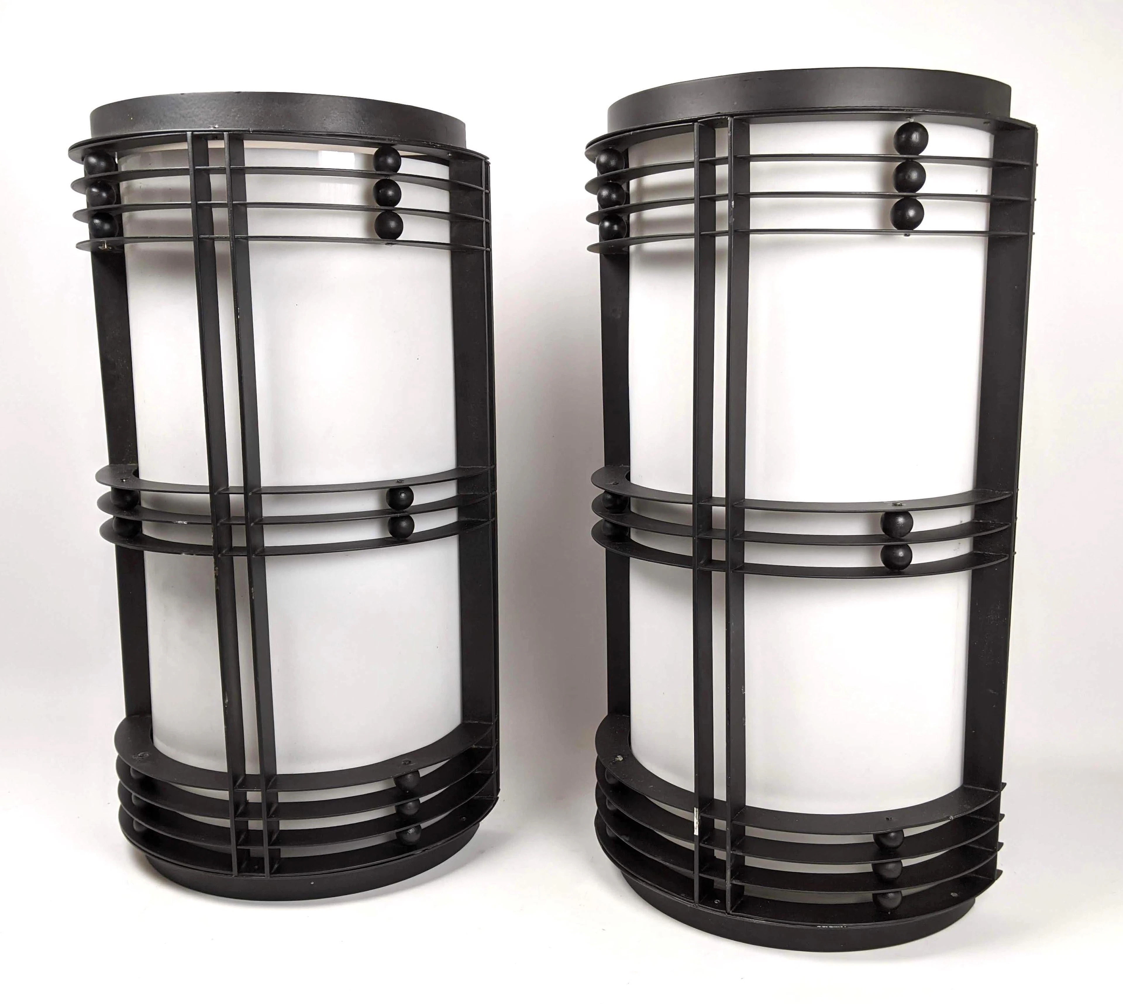 Pr Nautical Art Deco style Metal Wall Sconces Lights
