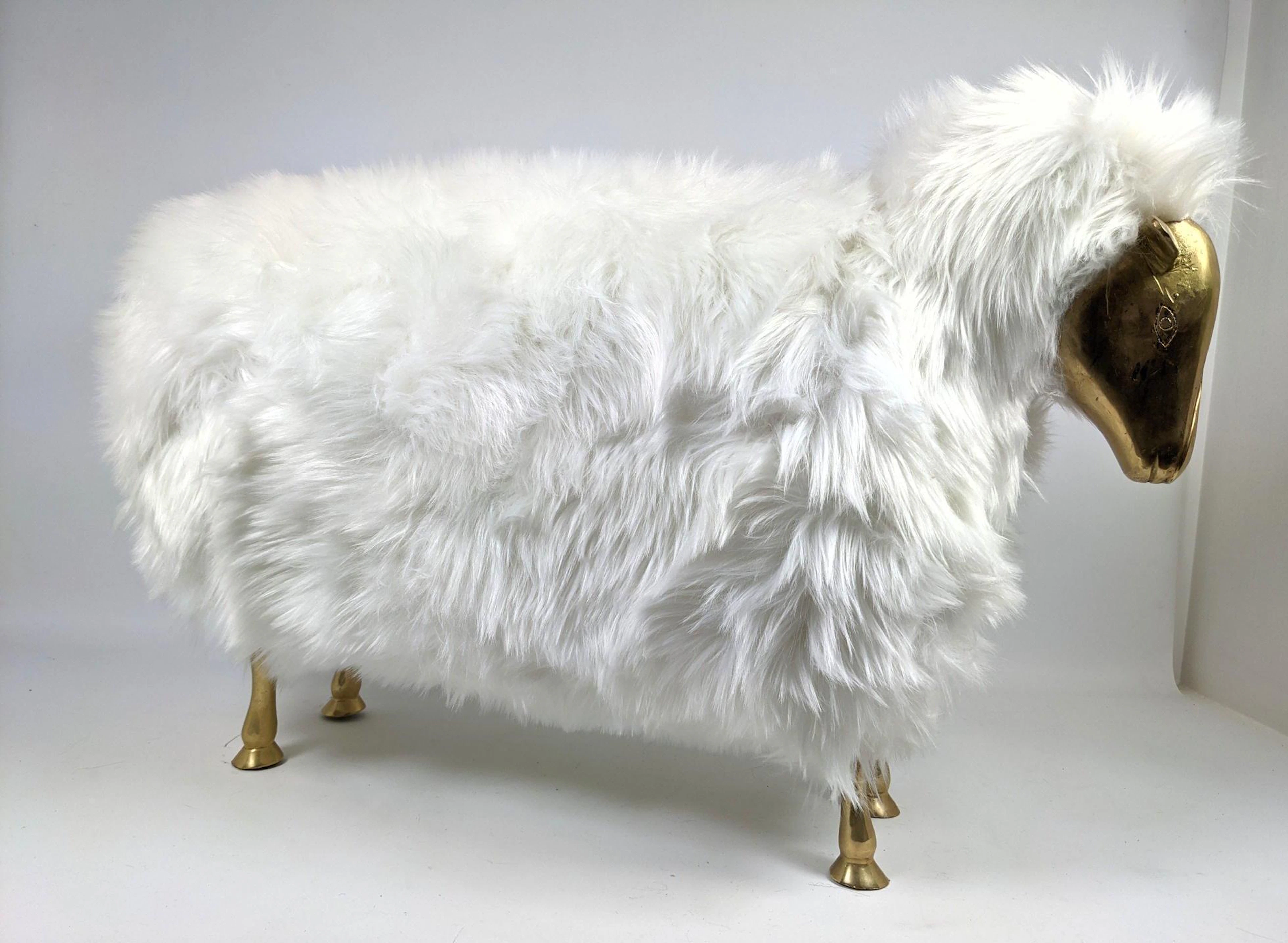 Francois-Xavier Lalanne Style Sheep Sculpture. Fur wit
