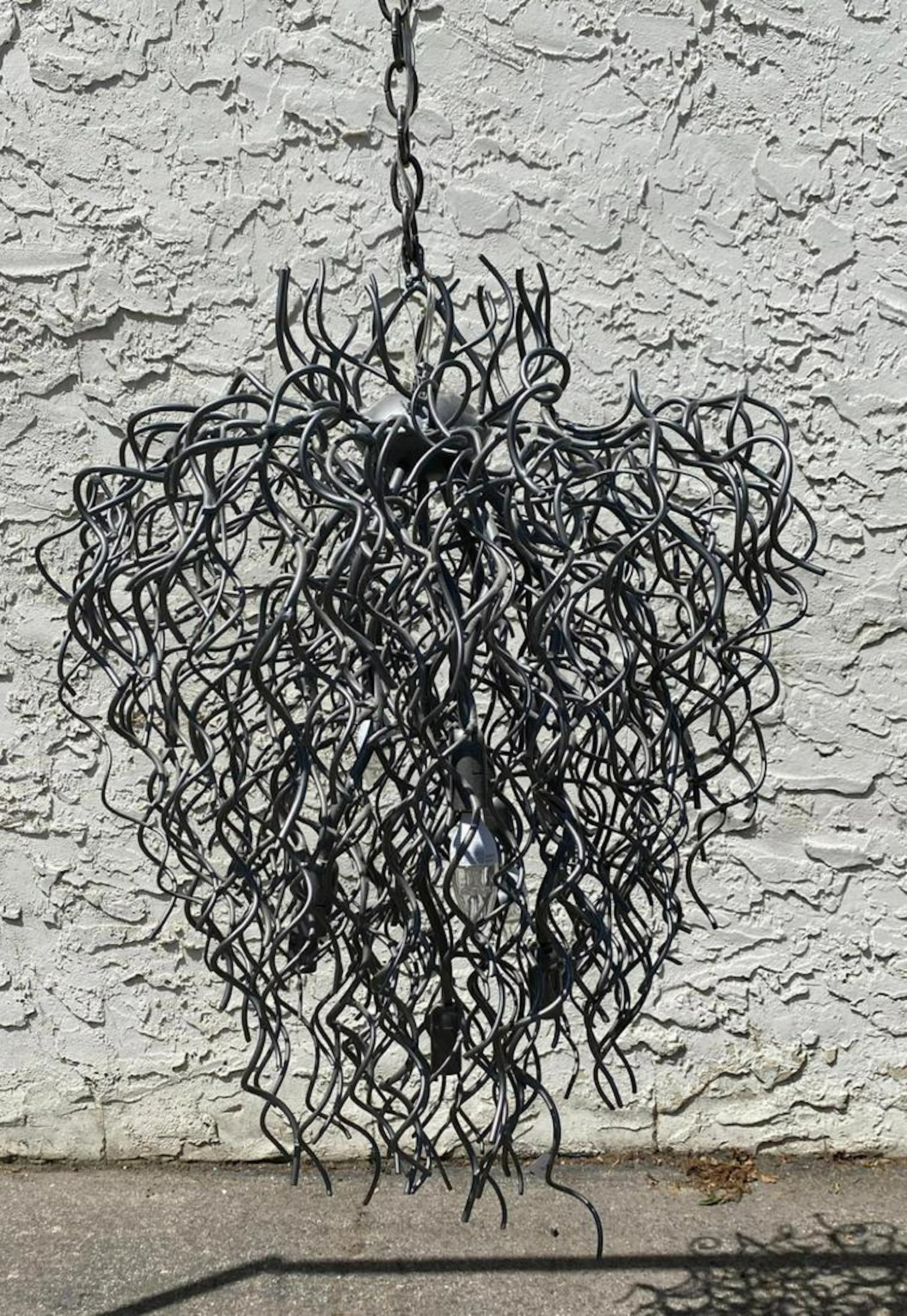 Large Spiral Metal Chandelier. Modernist Design.