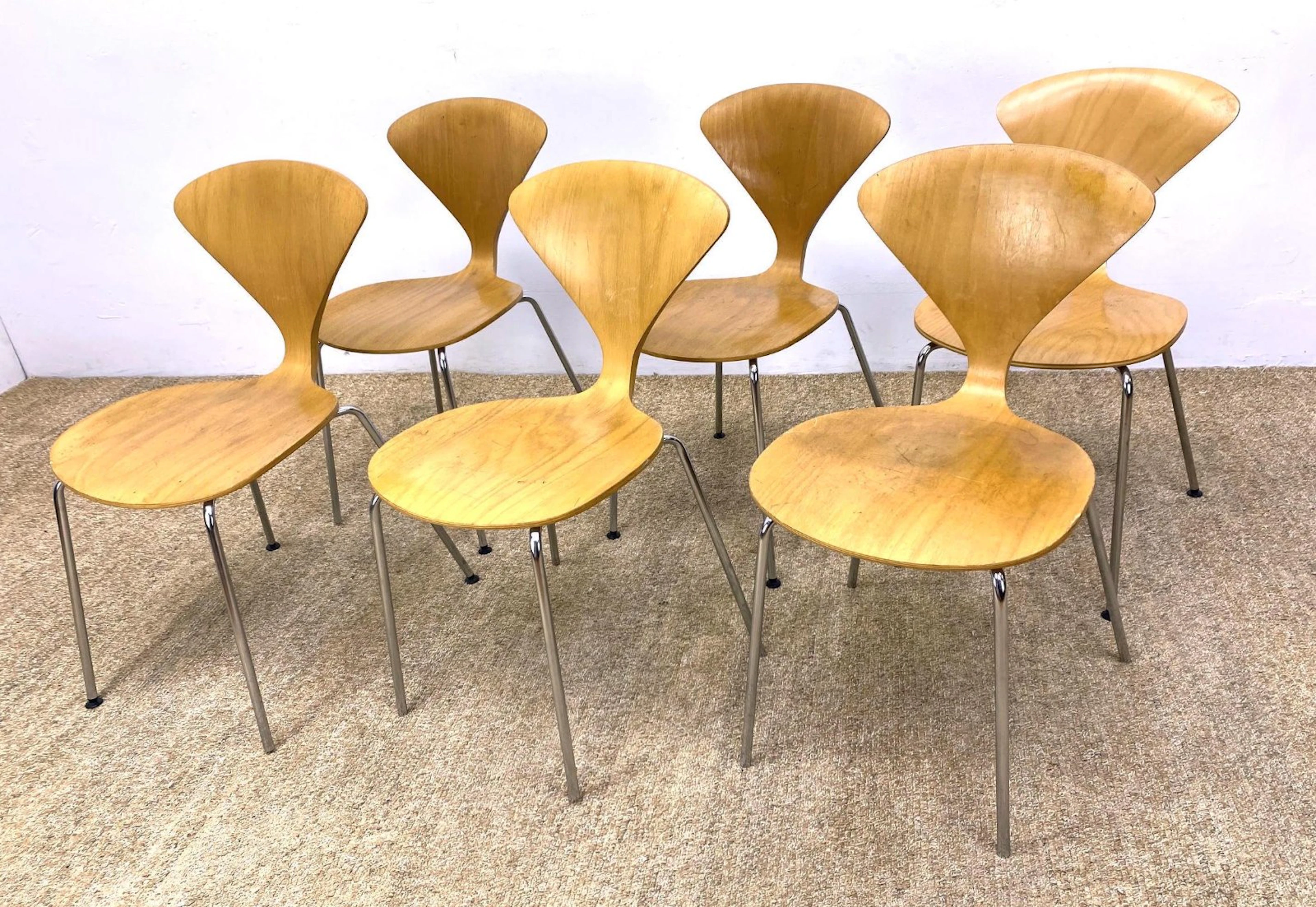 Set 6 NORMAN CHERNER Ant Dining Chairs. Laminated wood