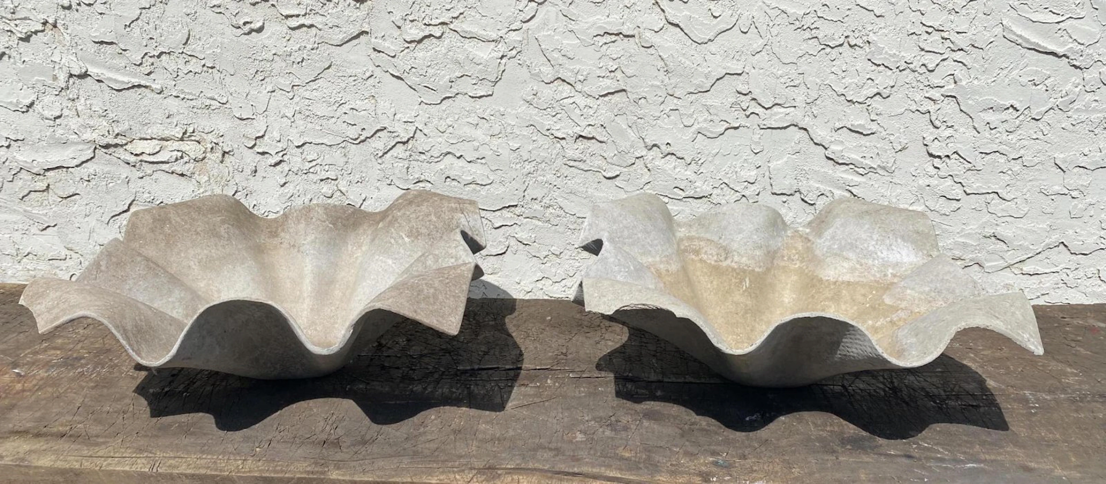 Pr Vintage WILLY GUHL French Planters. Scalloped Low Pl