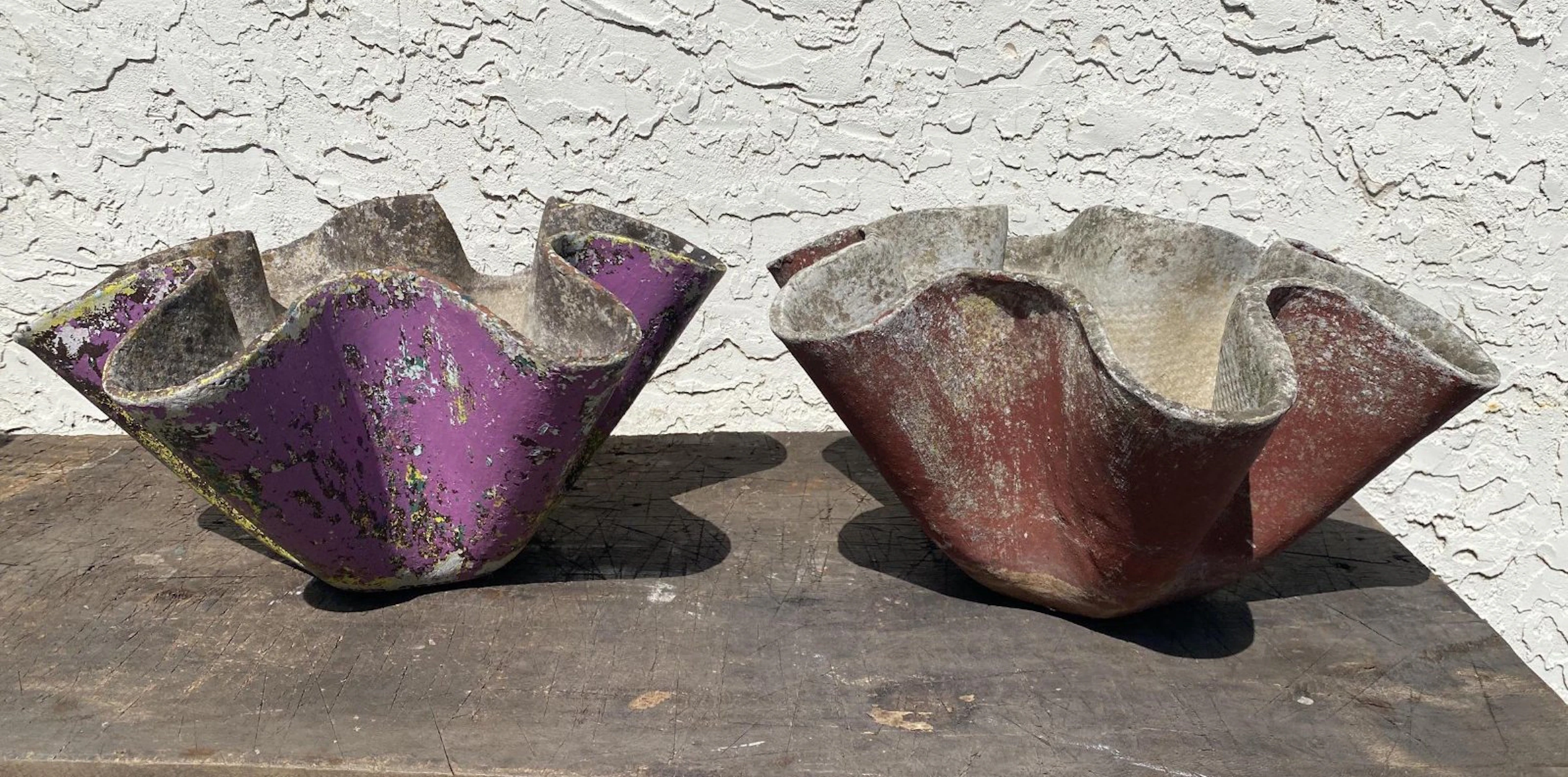 Pr Vintage WILLY GUHL French Planters. Scalloped Low Pl