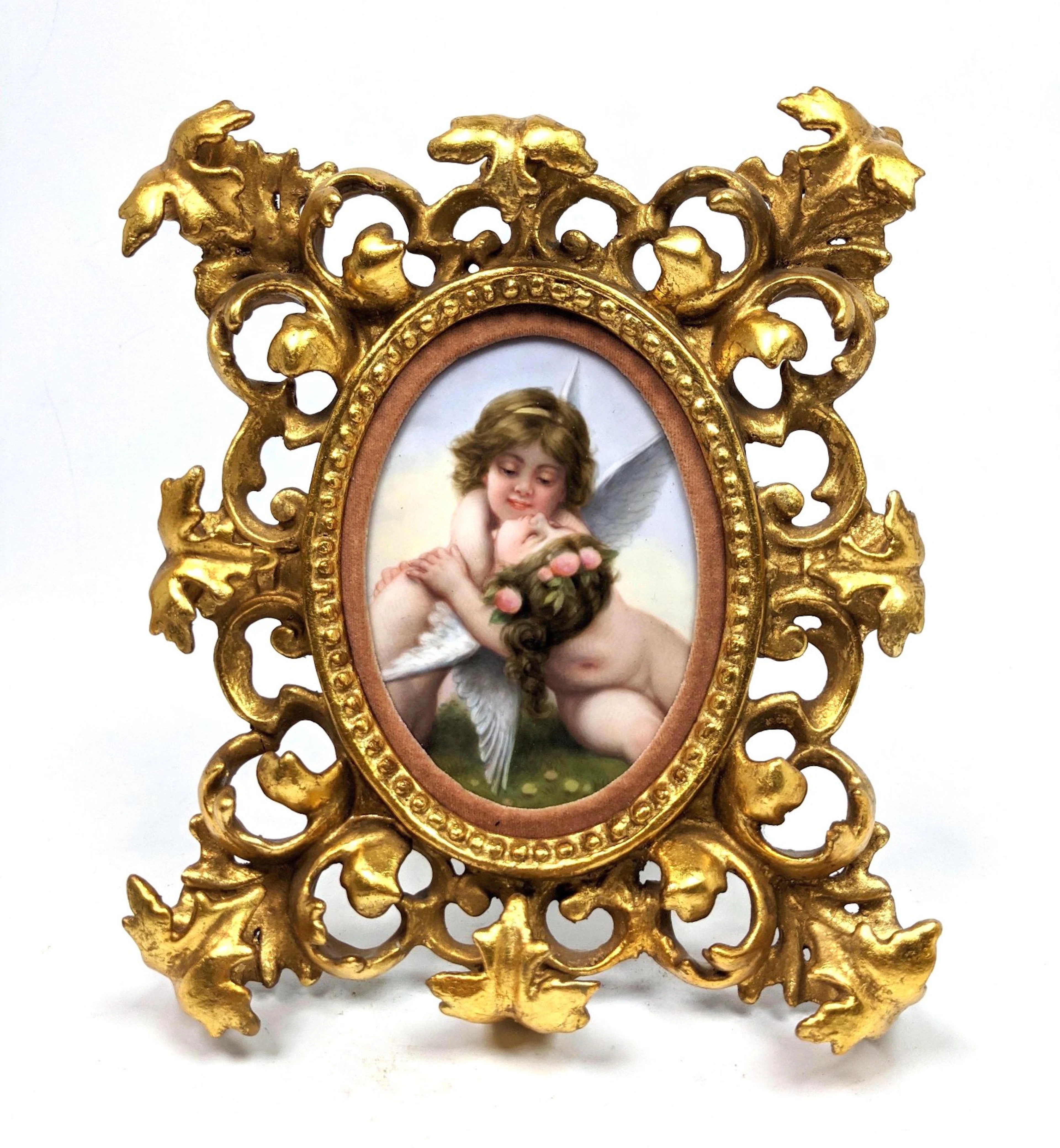 KPM style Oval Porcelain Plaque. Cherubs. Beautiful Gi