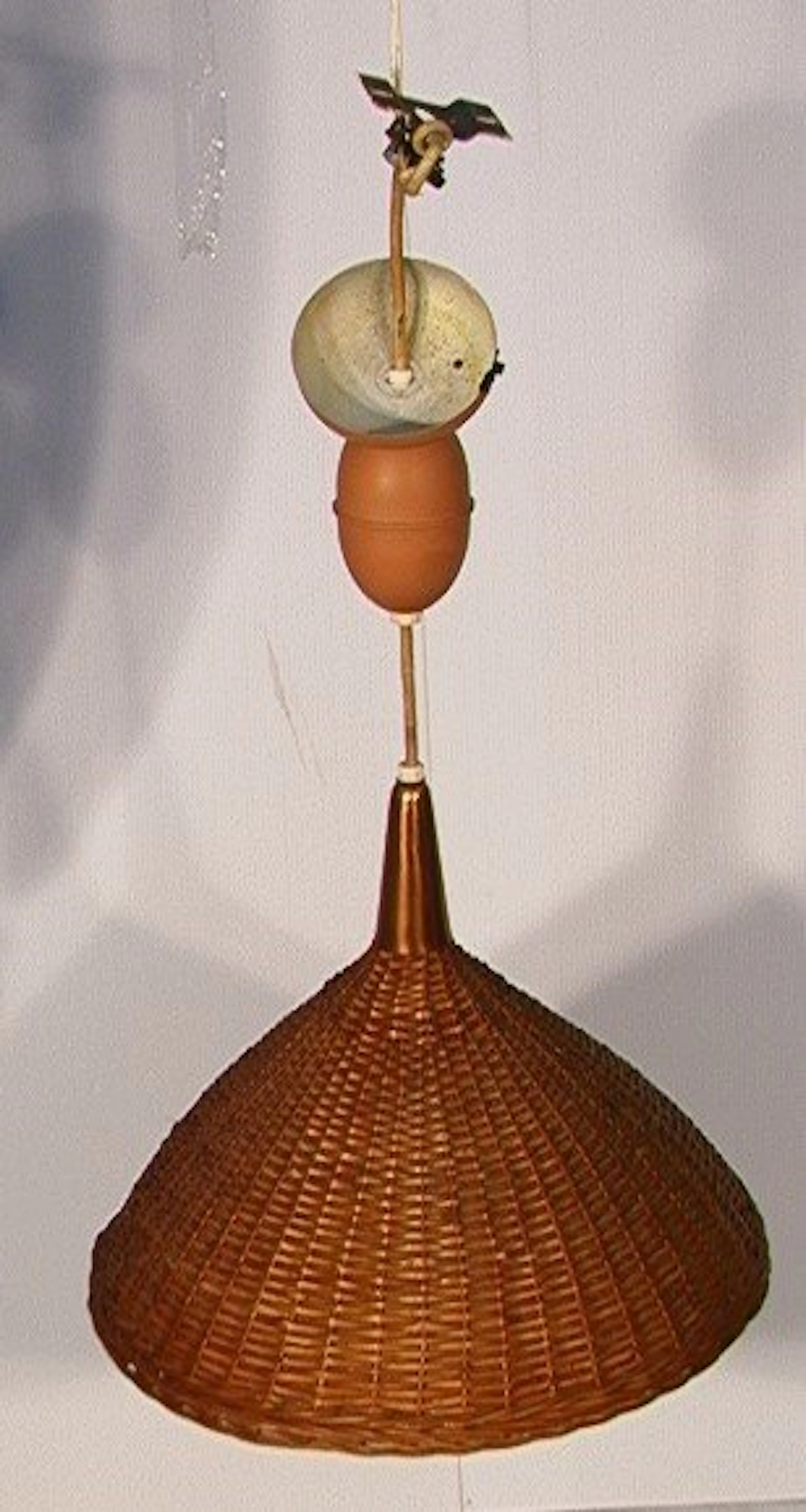 Woven Wicker Chandelier Lamp. Adjustable height