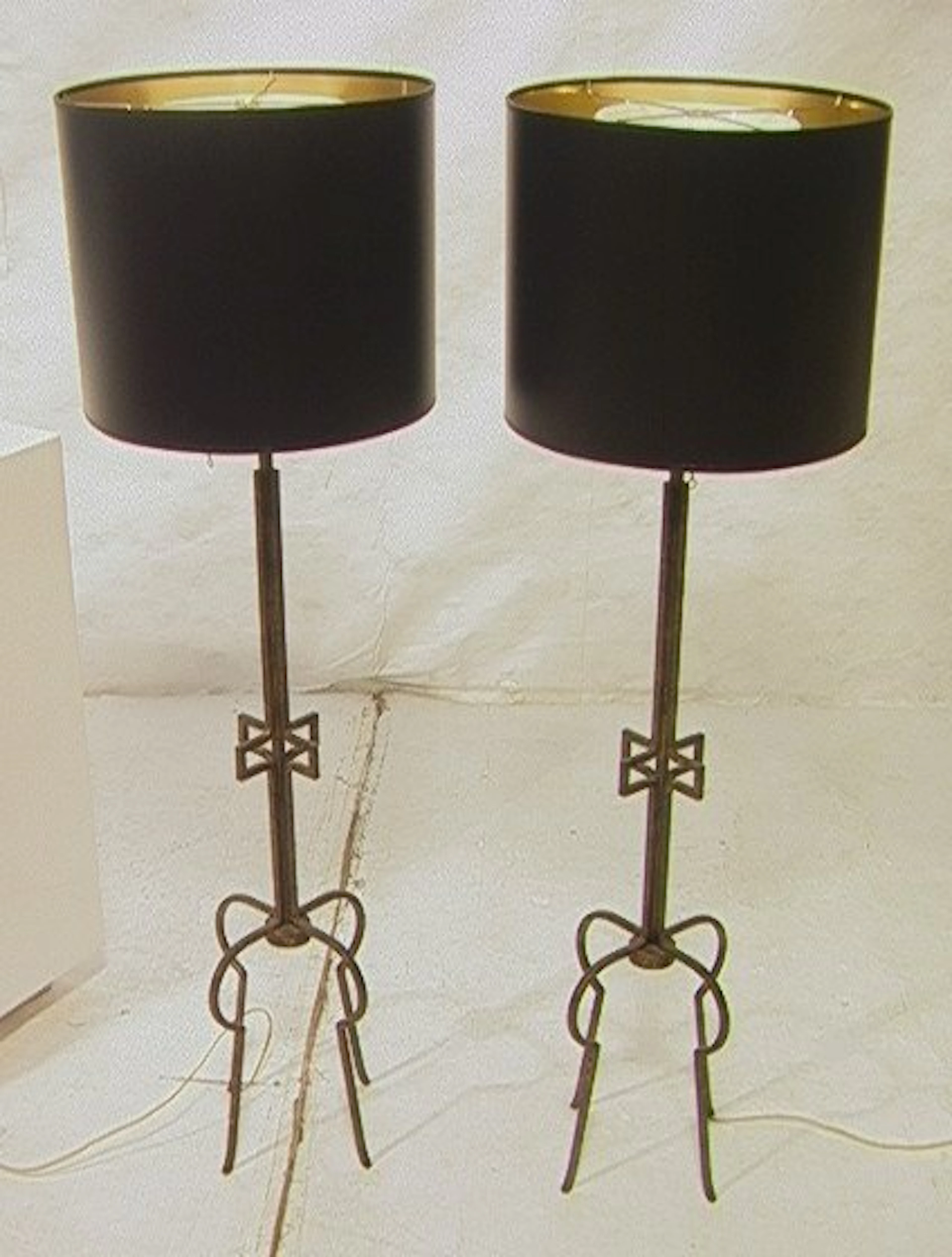 Pr TOMMI PARZINGER Tall Table Lamps. Gilded Iron