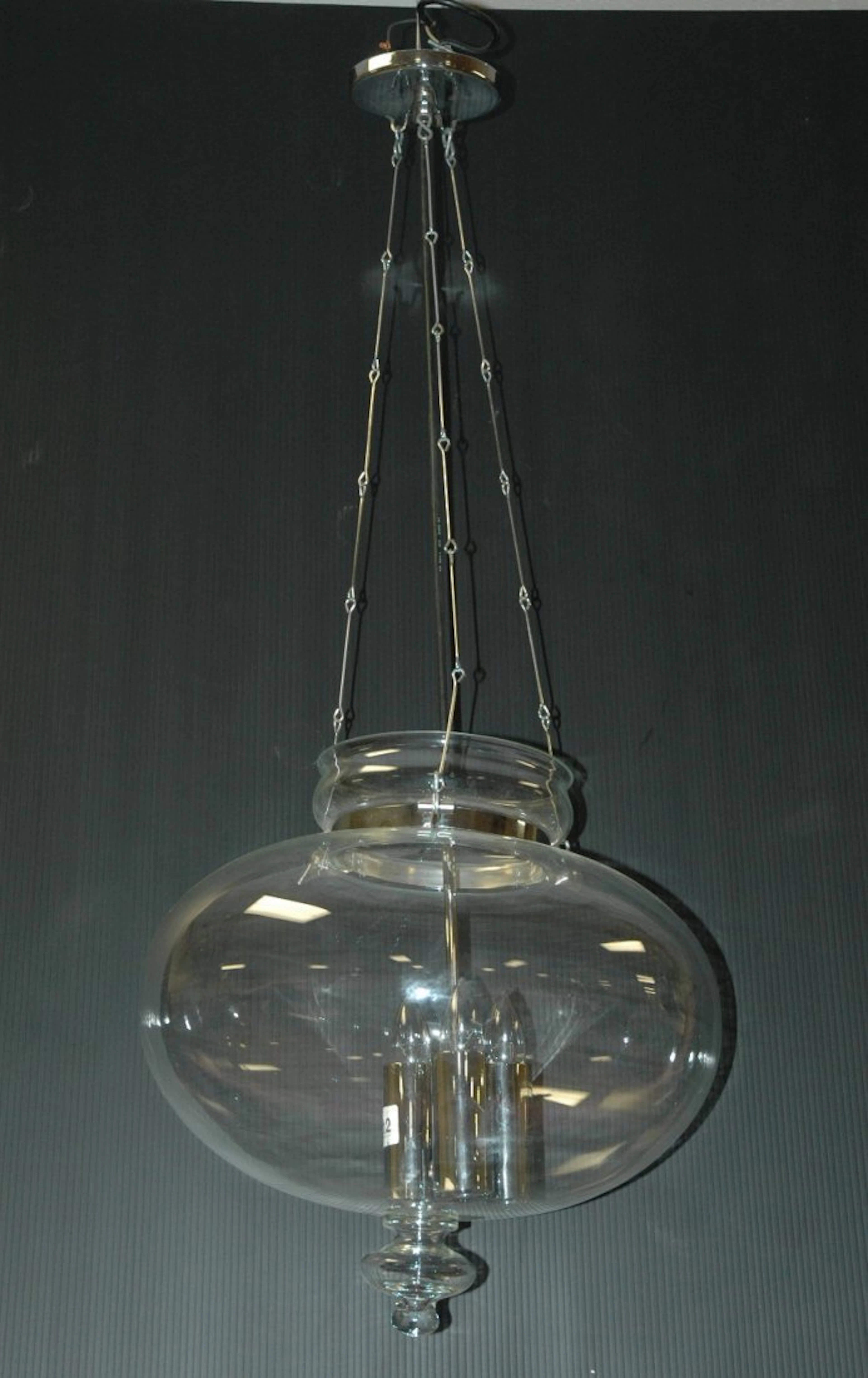 Scandinavian Glass Pendant Chandelier Lamp. Chrom