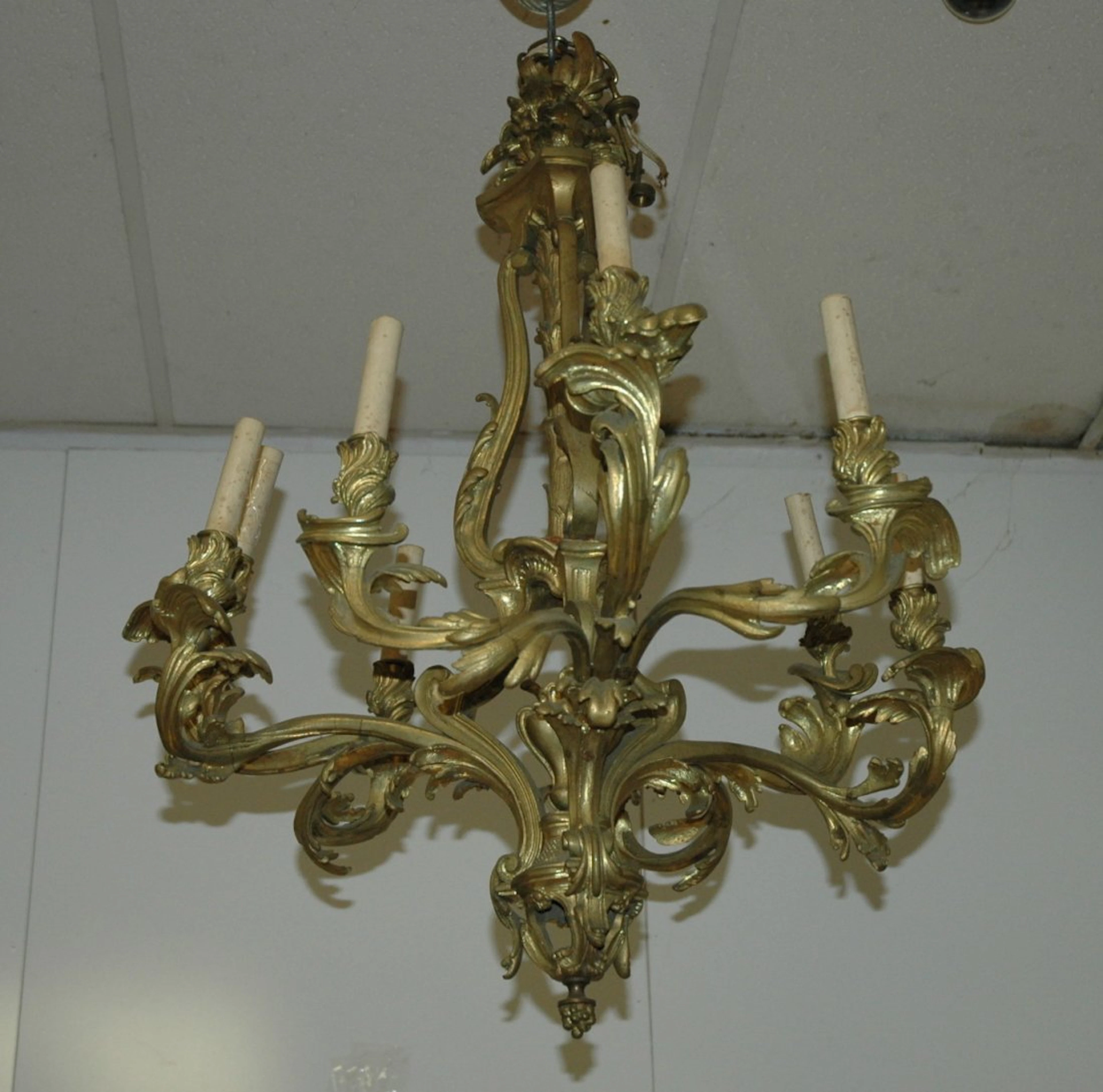 French Gilt Bronze Chandelier - 9 Arms