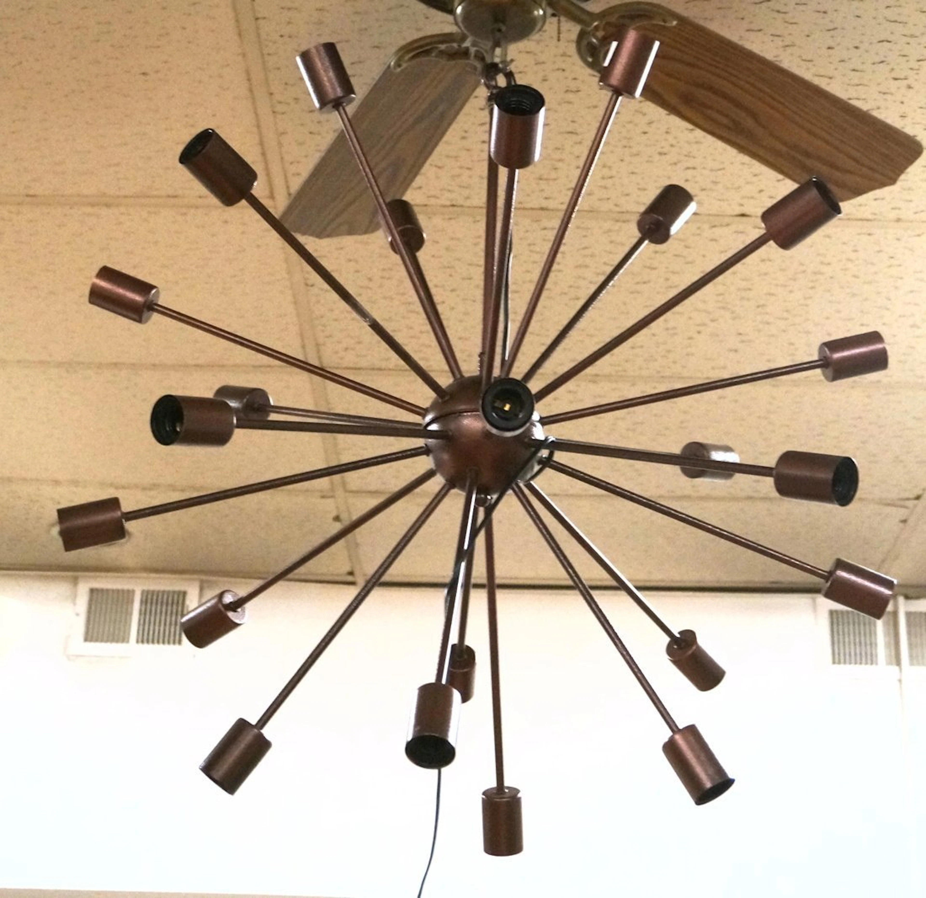 Contemporary Sputnik Chandelier. Bronze color fin