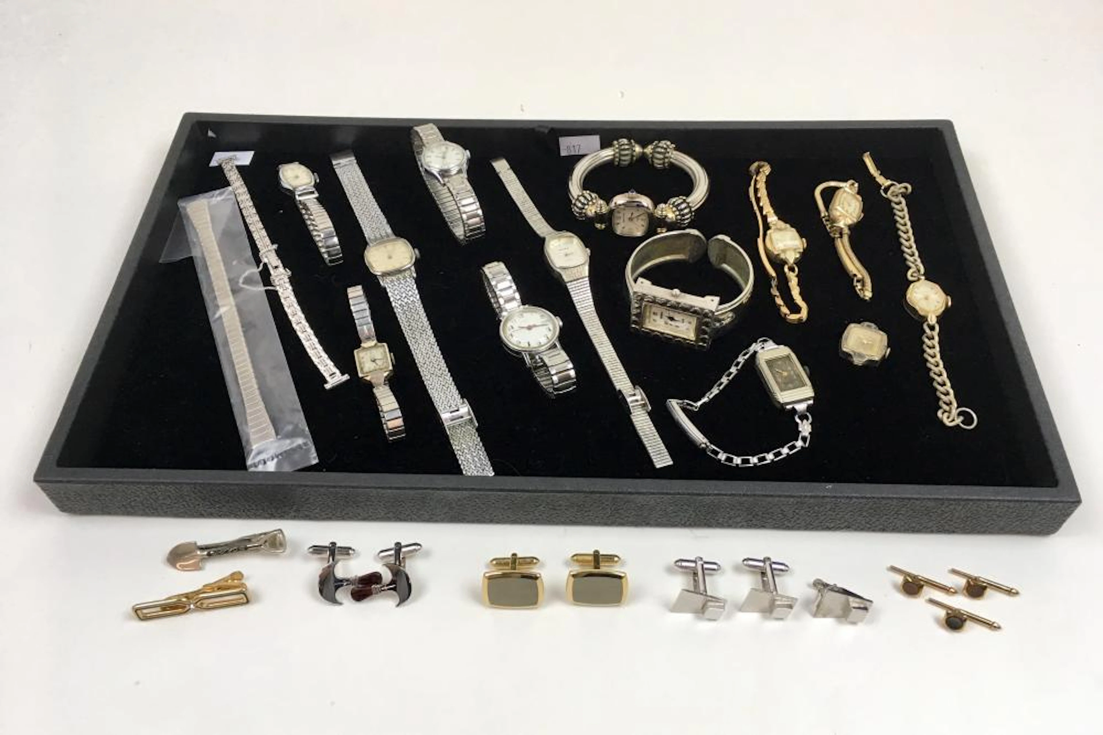 ASSORTED WATCHES, CUFFLINKS AND TIE CLASPS