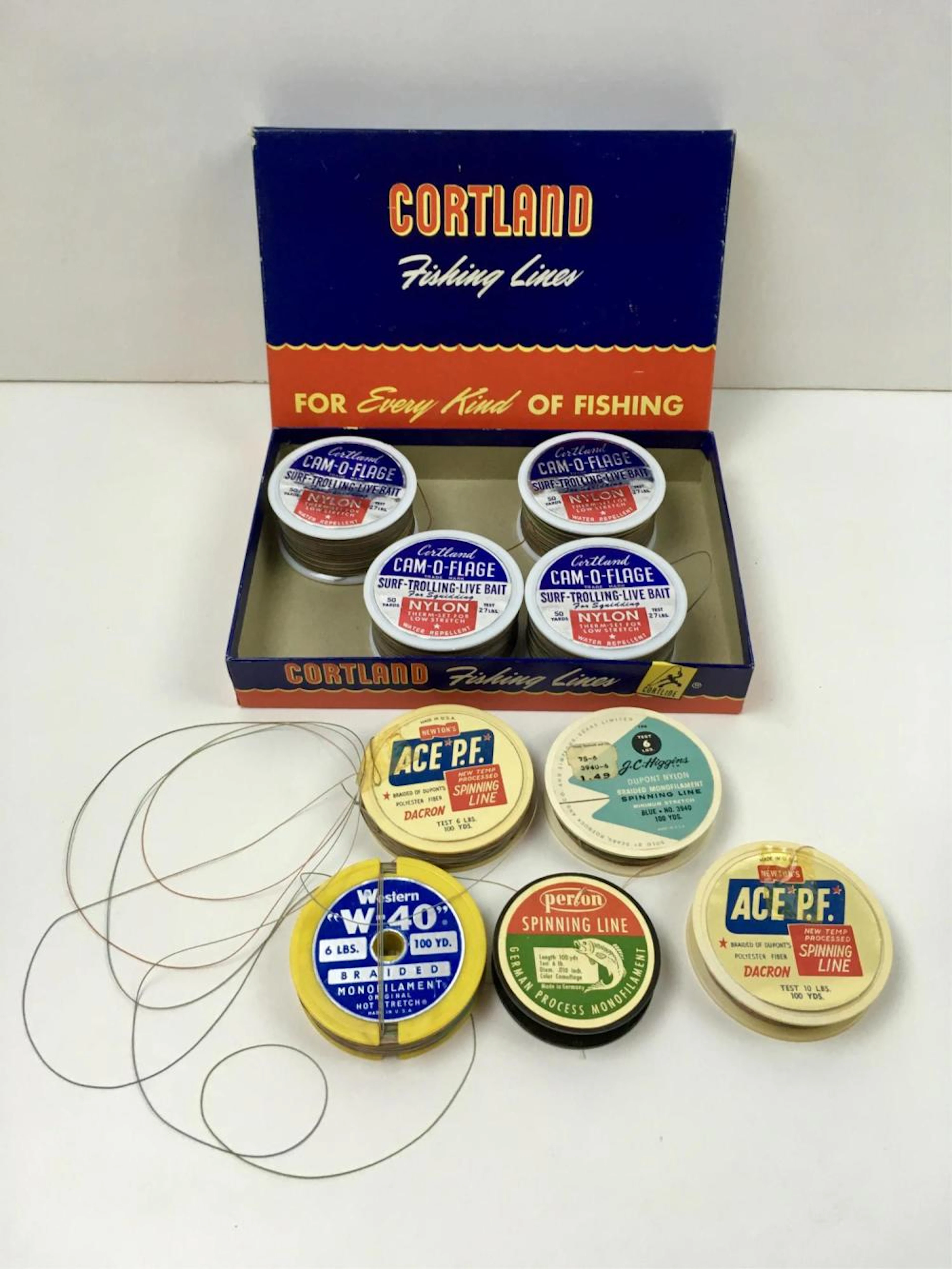 BOX OF VINTAGE CORTLAND FISHING LINES PLUS 5 OTHER