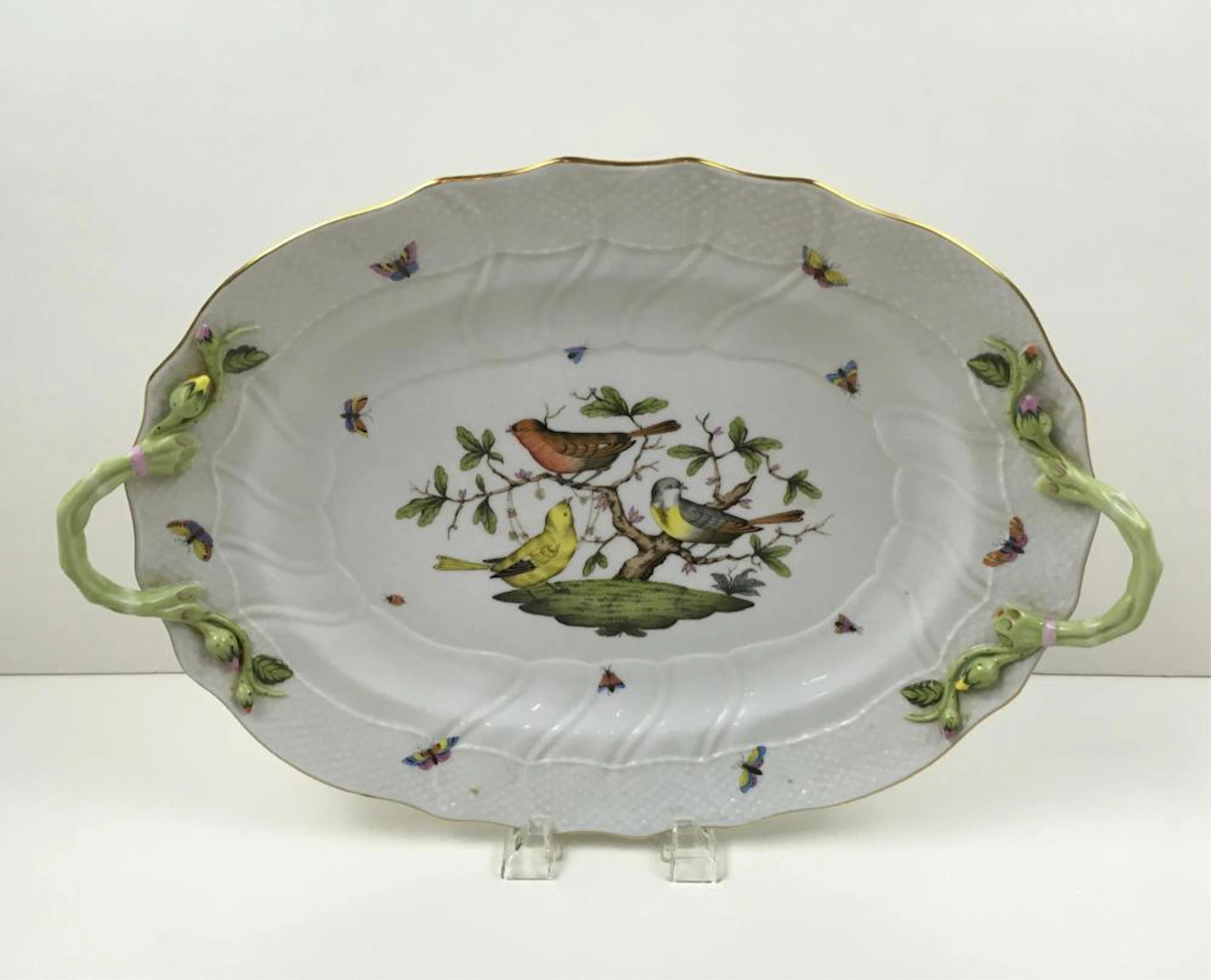 HEREND ROTHSCHILD BIRD OVAL SERVING PLATTER