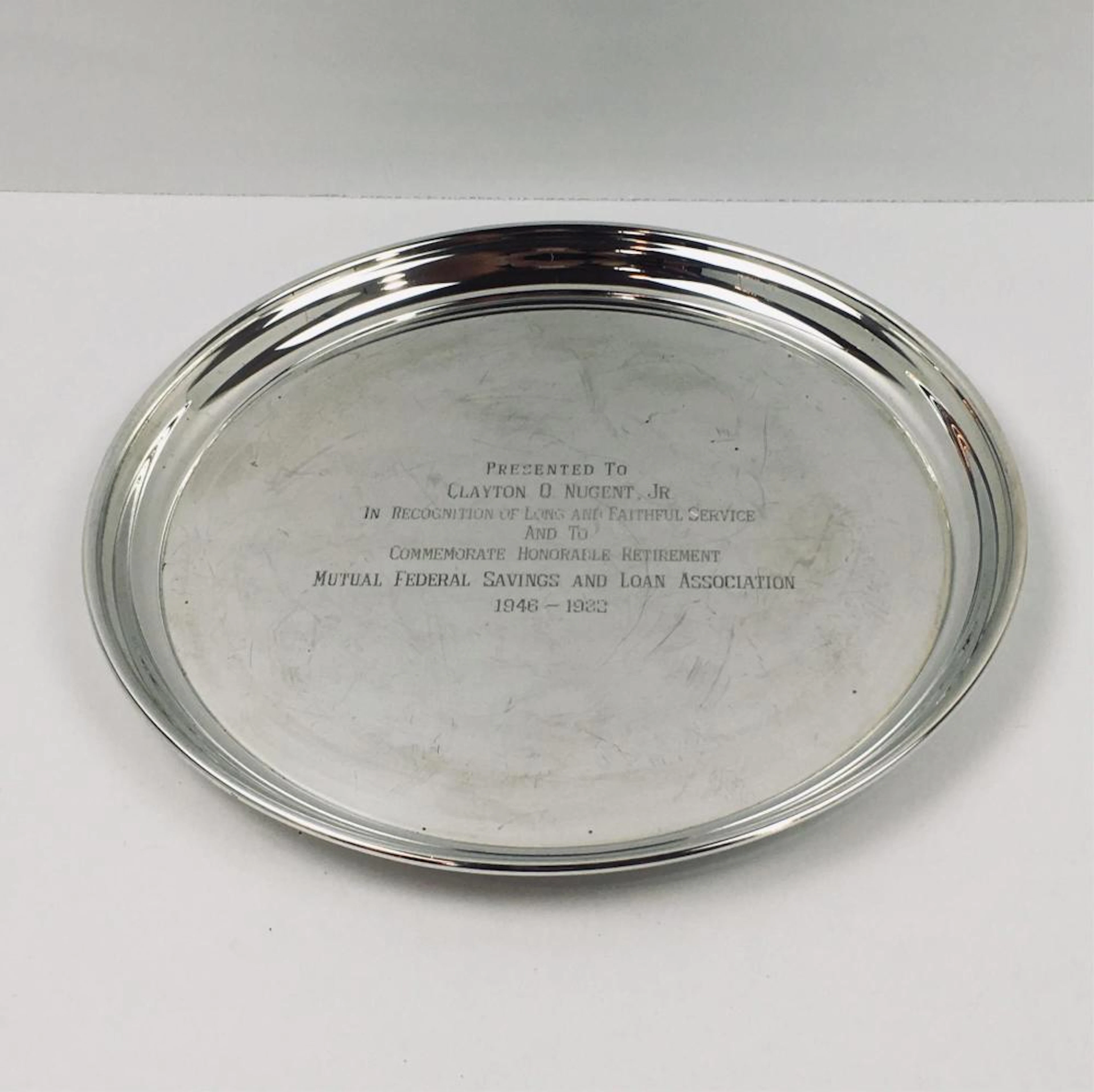 STERLING SILVER CARTIER ROUND ENGRAVED TRAY