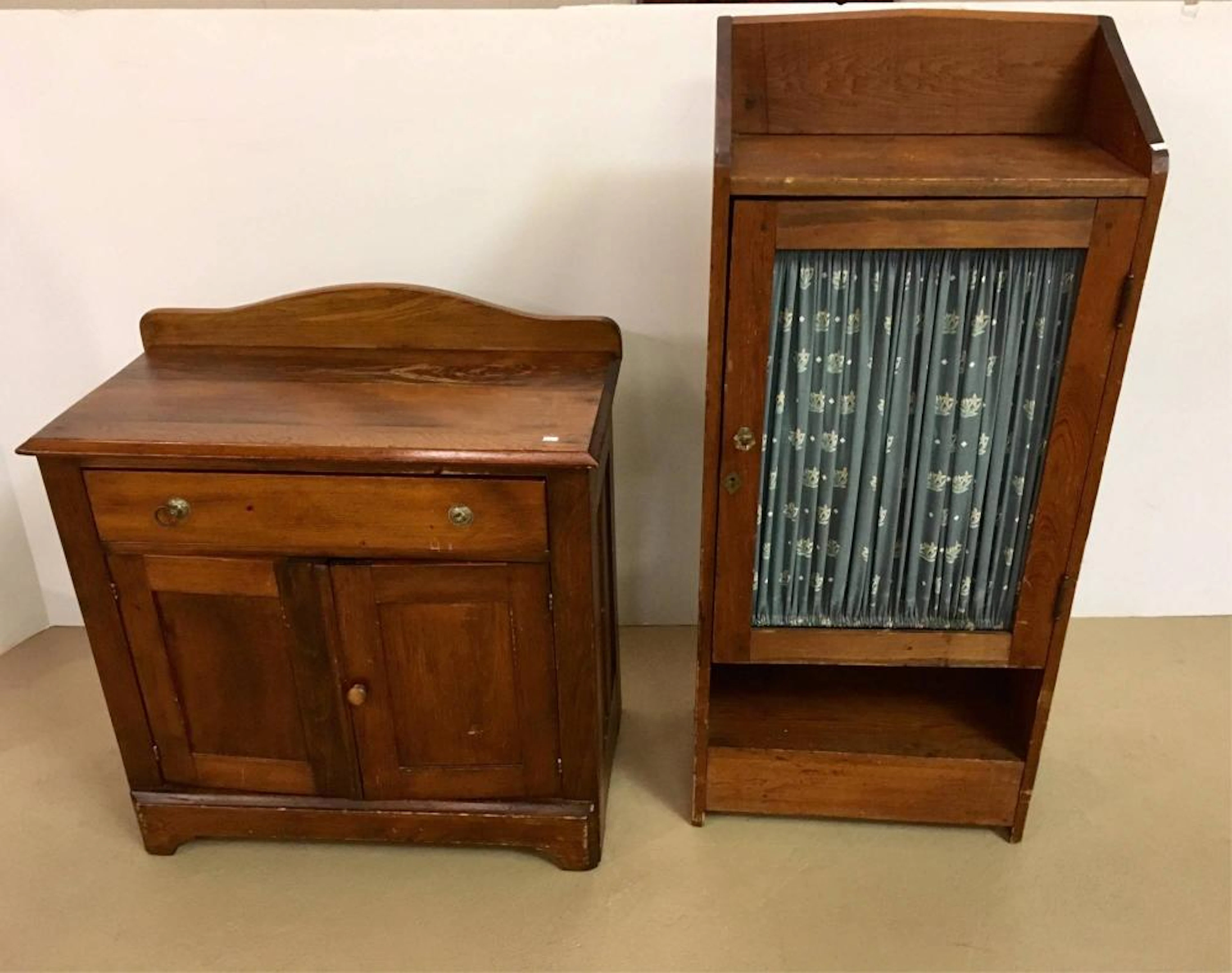2 PCS - PRIMITIVE CABINET & WASH STAND
