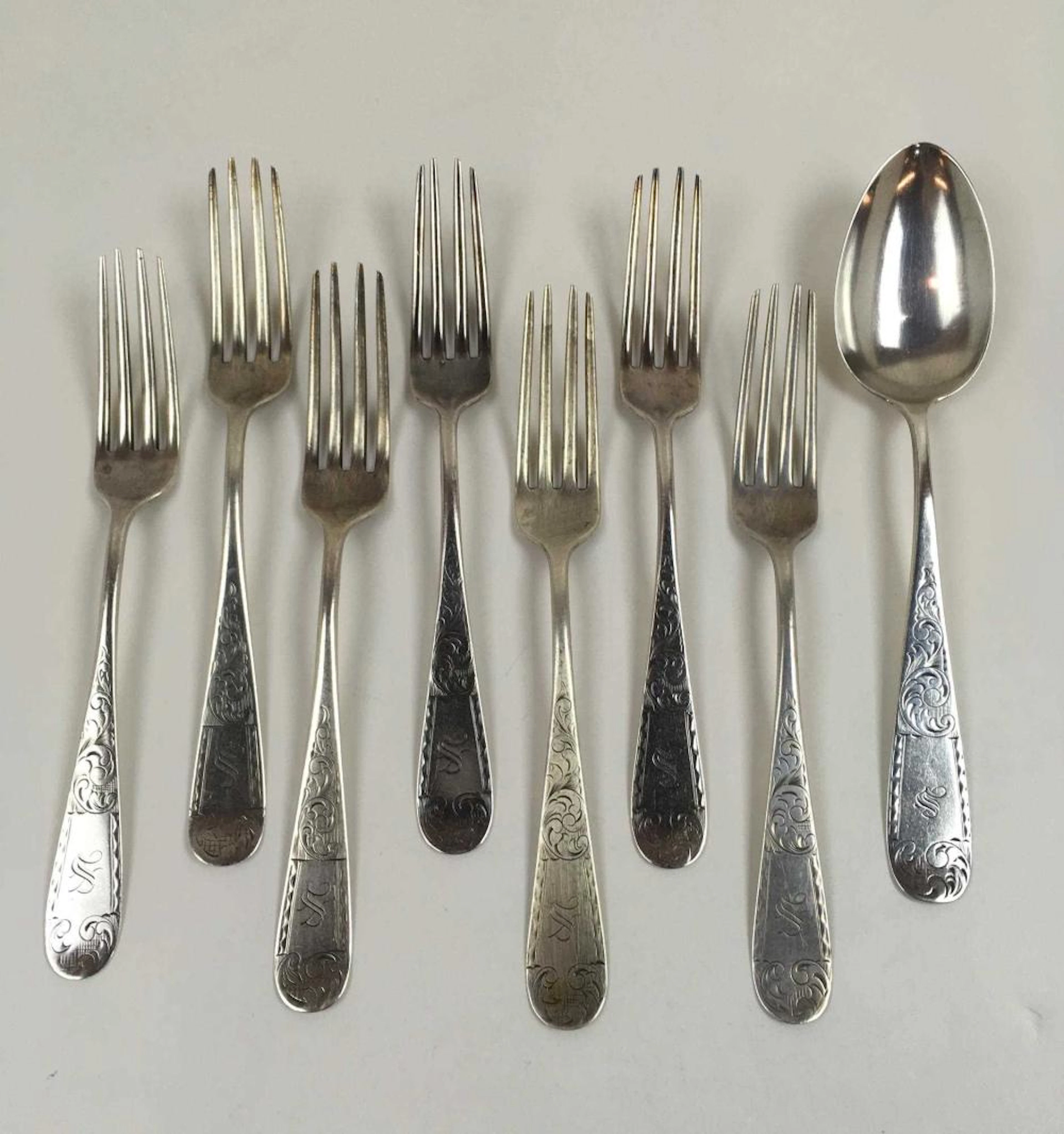 8 PCS OF SCOFIELD "MAYFLOWER" STERLING FLATWARE