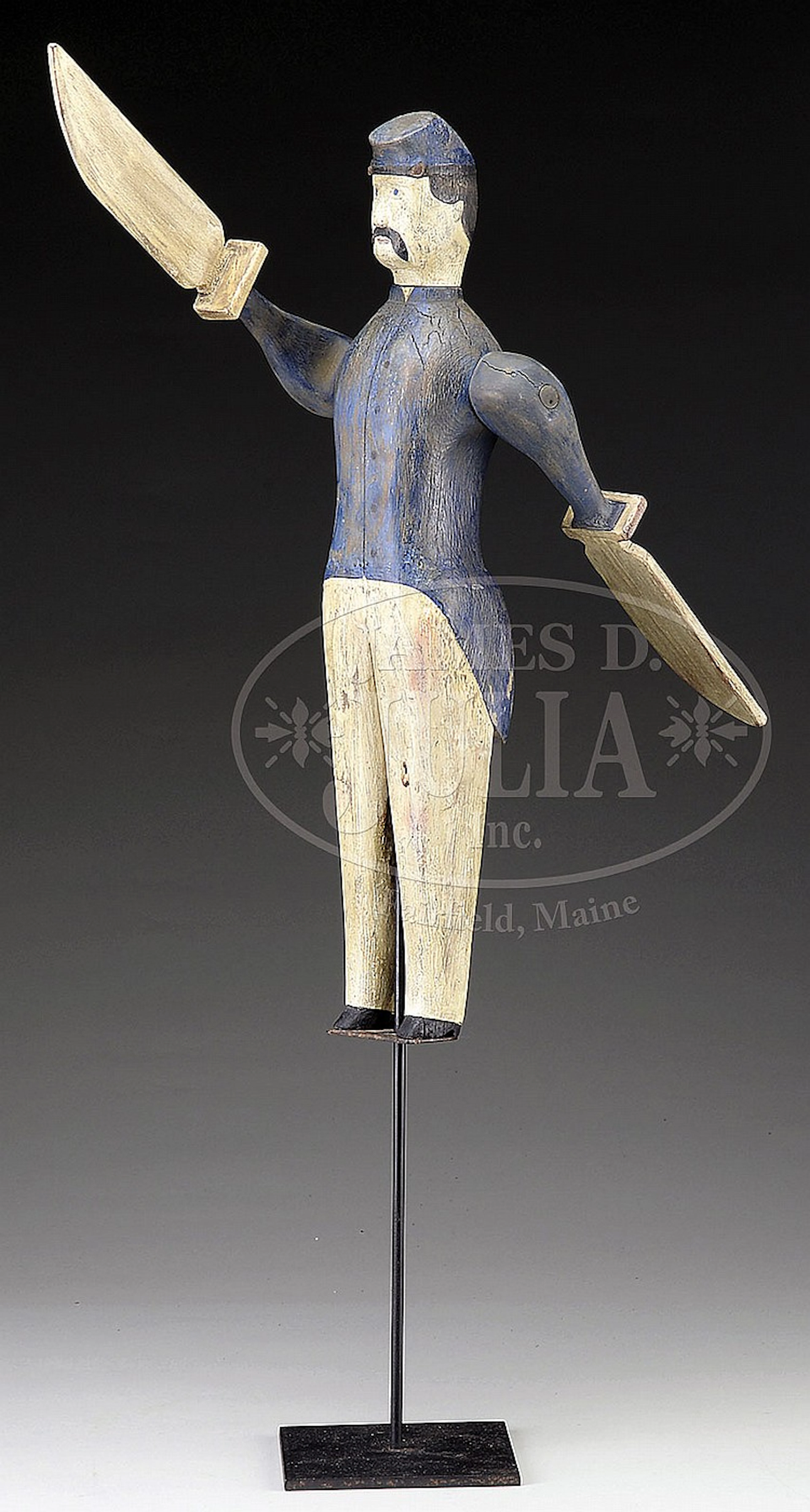 CARVED AND PAINTED WHIRLIGIG OF A CIVIL WAR SOLDIER.