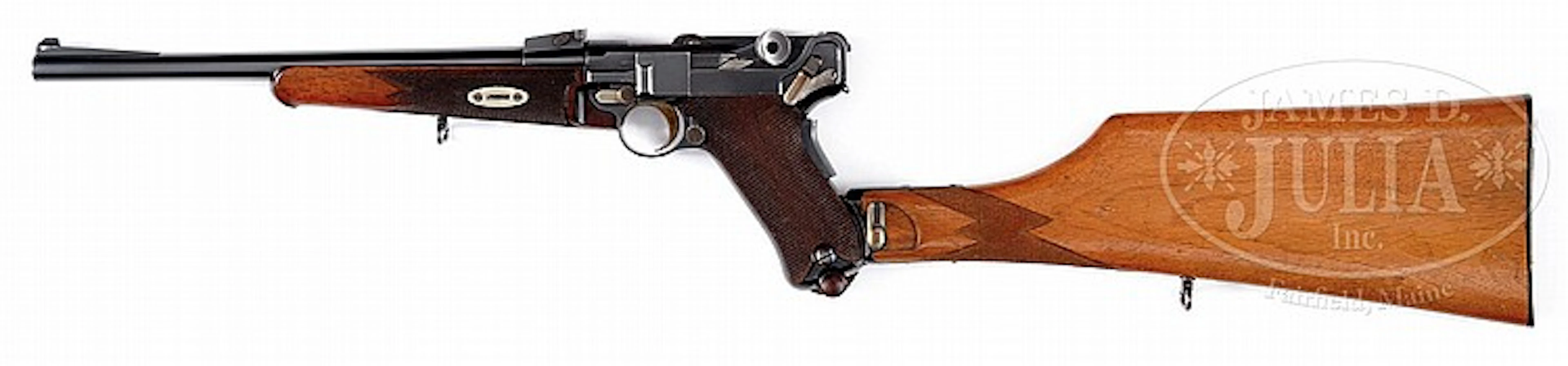 VERY RARE DWM MODEL 1902 COMMERCIAL LUGER CARBINE WITH STOCK 30 CAL PISTOL.