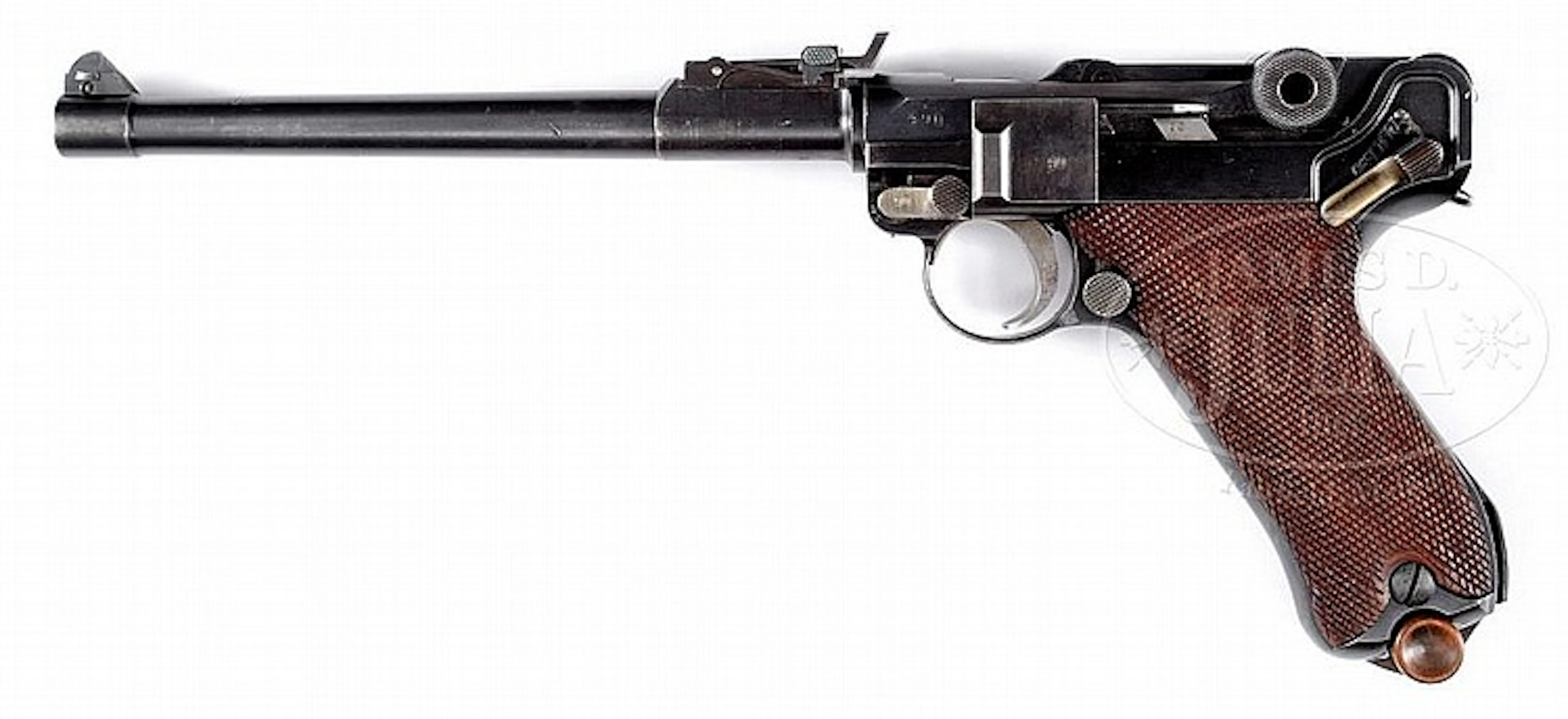 RESTORED WWI 1914 DWM ARTILLERY 1917 P.08 9MM LUGER PISTOL.