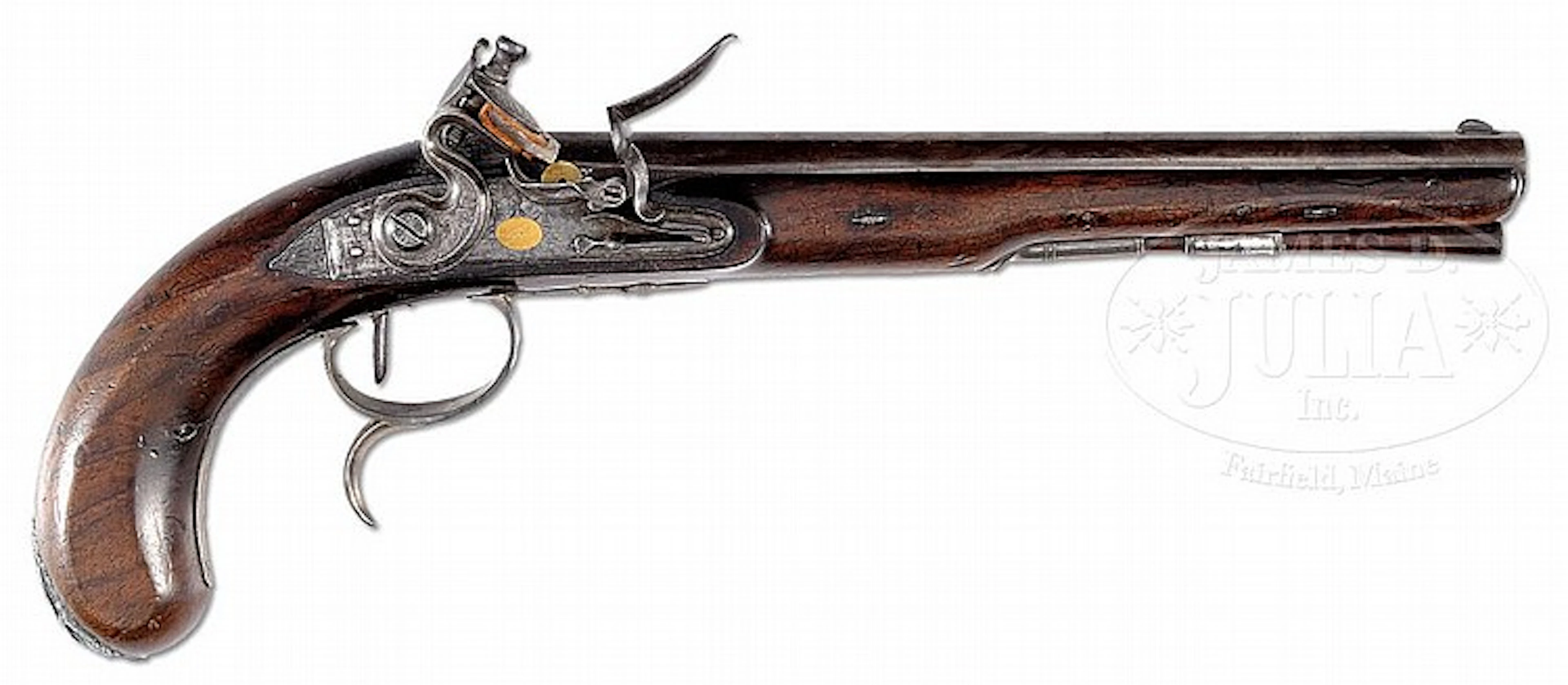 HIGH QUALITY SILVER MOUNTED OFFICER'S OR DUELING PISTOL BY WOGDON.
