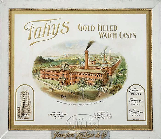 FAHY'S WATCH CASE FACTORY SIGN.