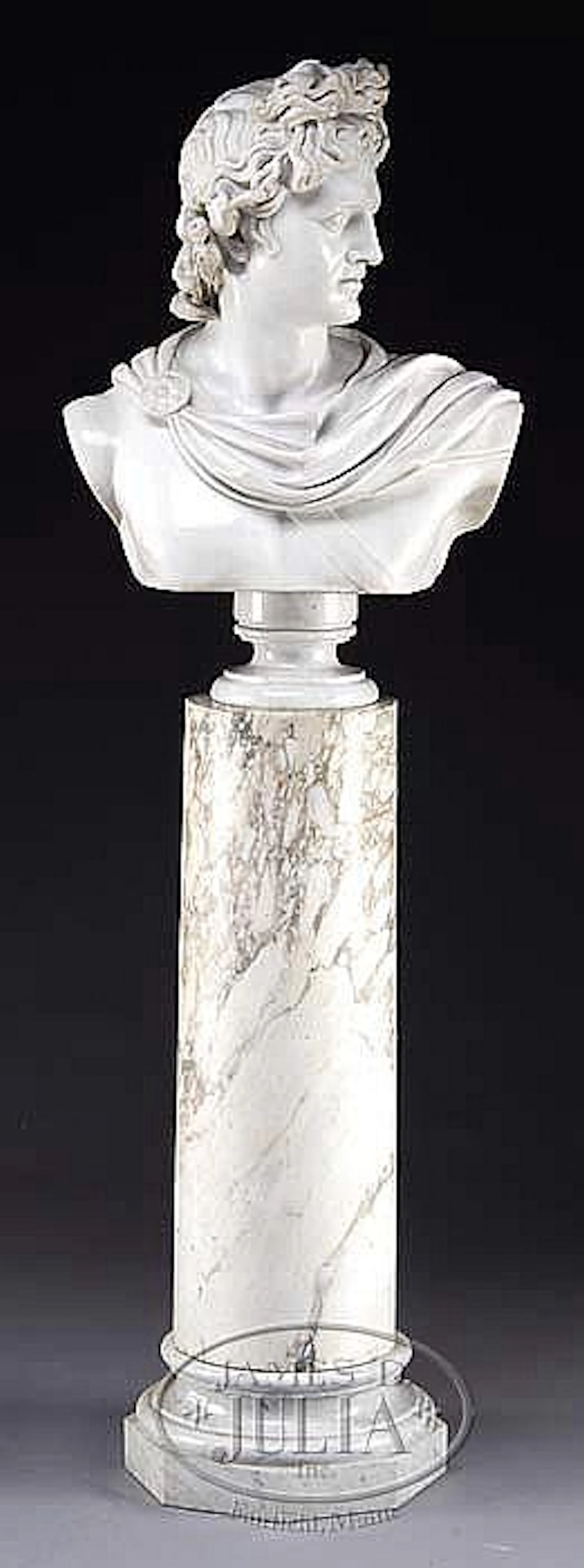 FINE MARBLE BUST OF APOLLO AFTER THE ANTIQUE.