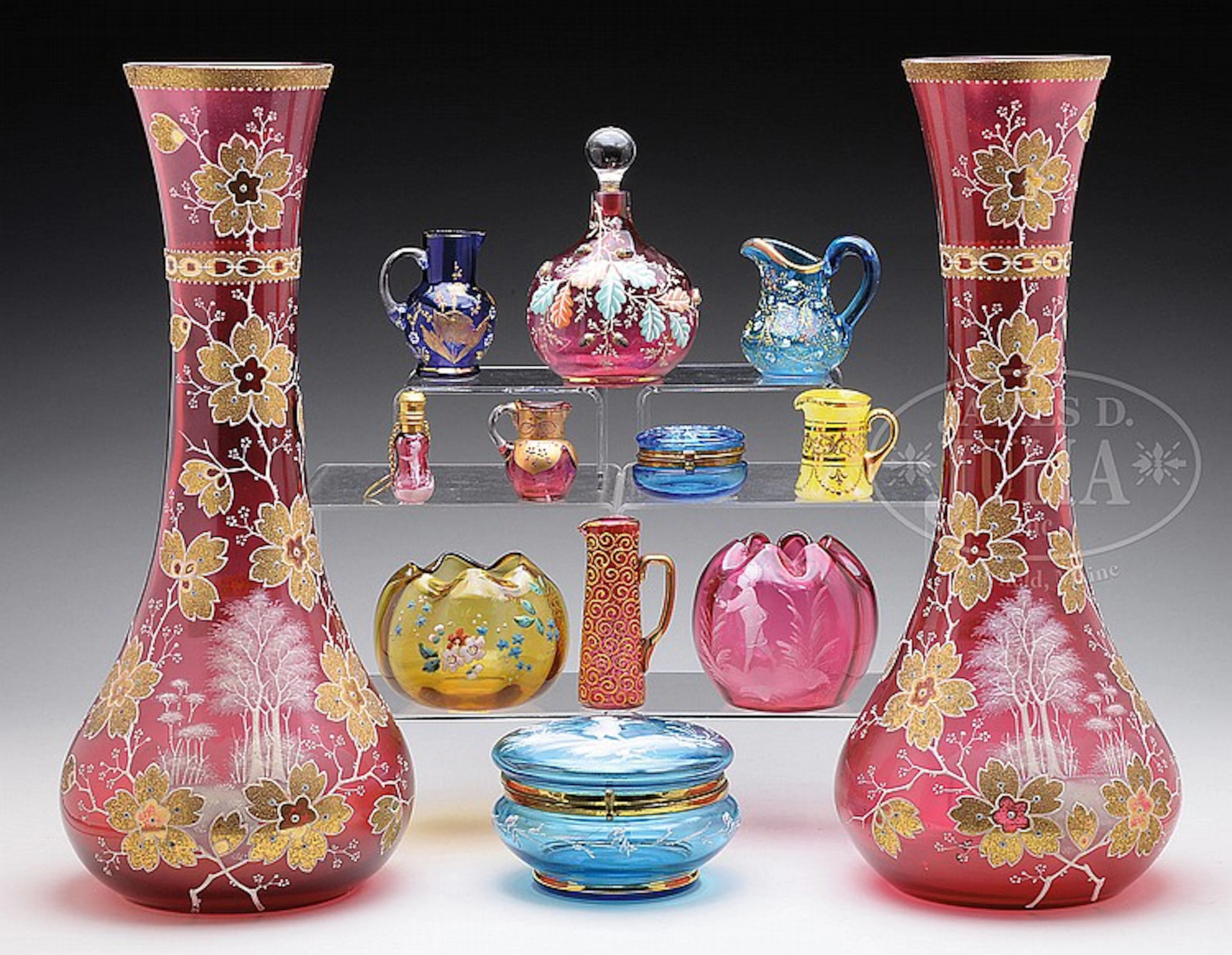 LOT OF VICTORIAN GLASSWARE.